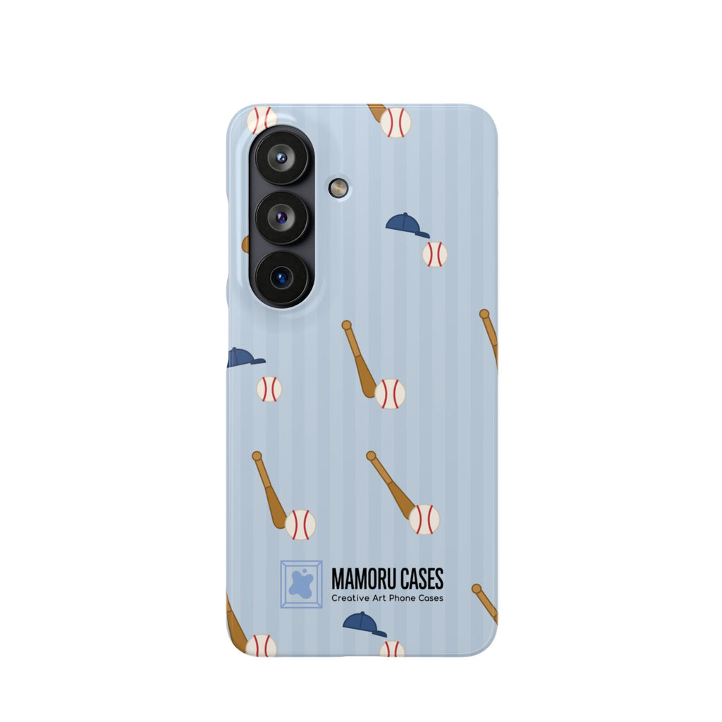 Baseball Pattern Phone Case — Blue Bat & Cap Snap Case