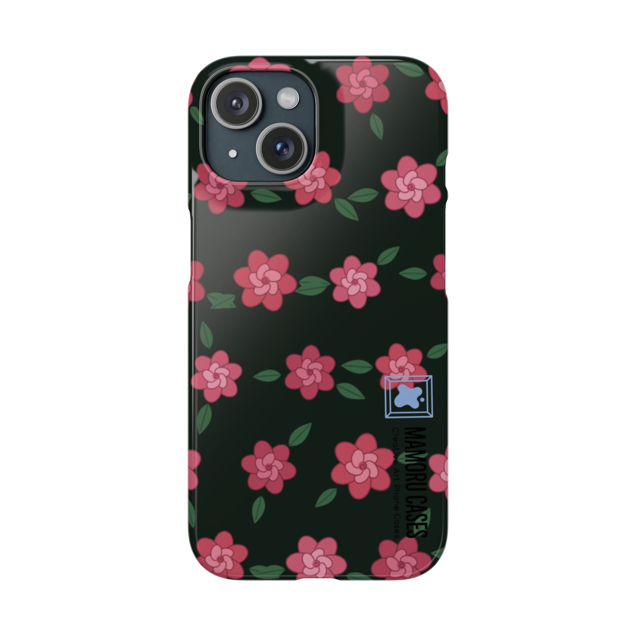 Floral Snap Phone Case — Pink Camellia Pattern on Dark Background