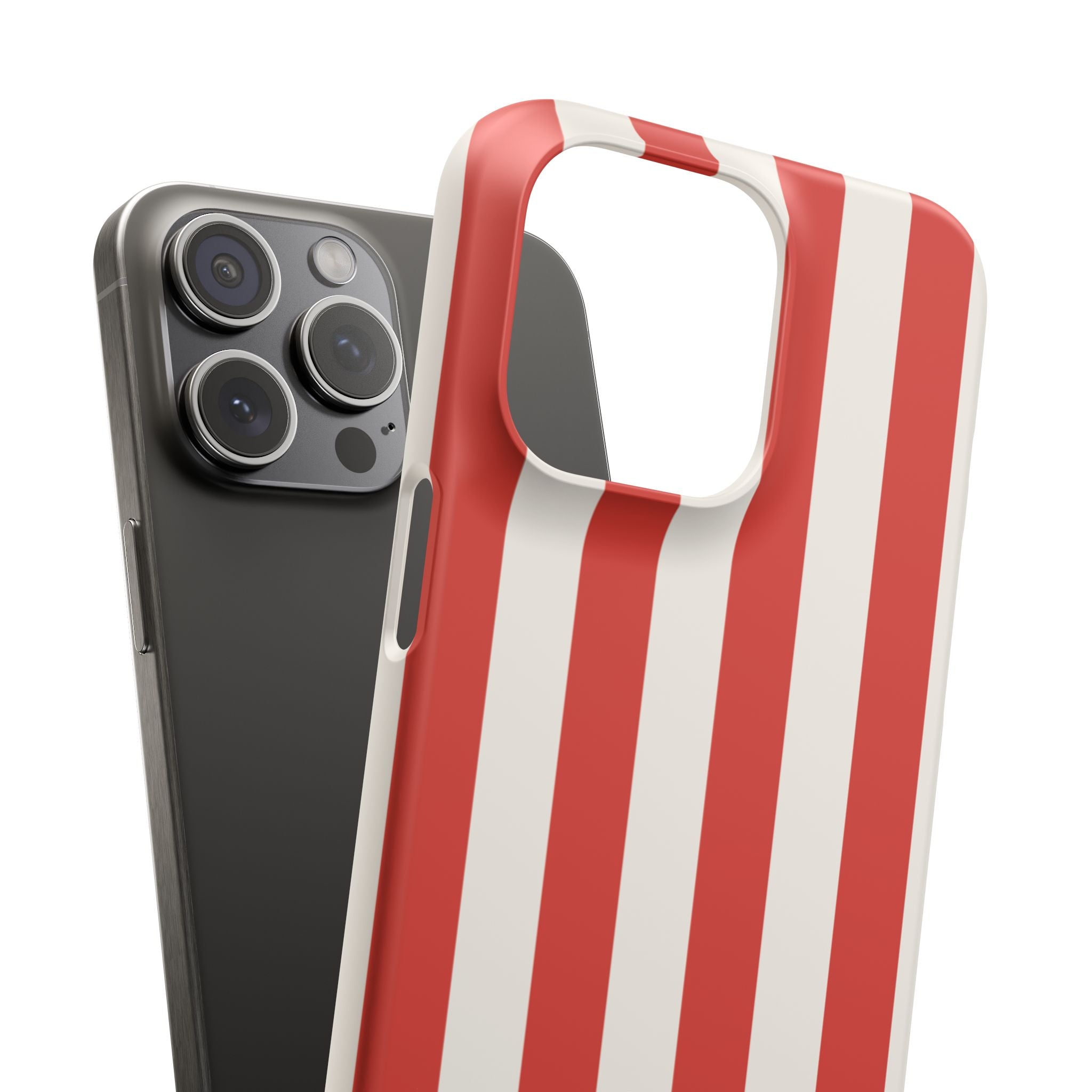 Striped Red & White Snap Phone Case – Classic Candy-Stripe Protection