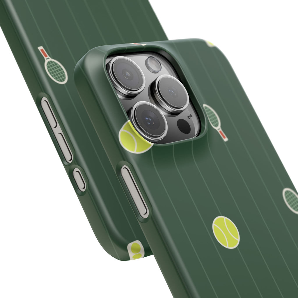 Tennis Pattern Phone Case — Green Court Design with Rackets & Balls