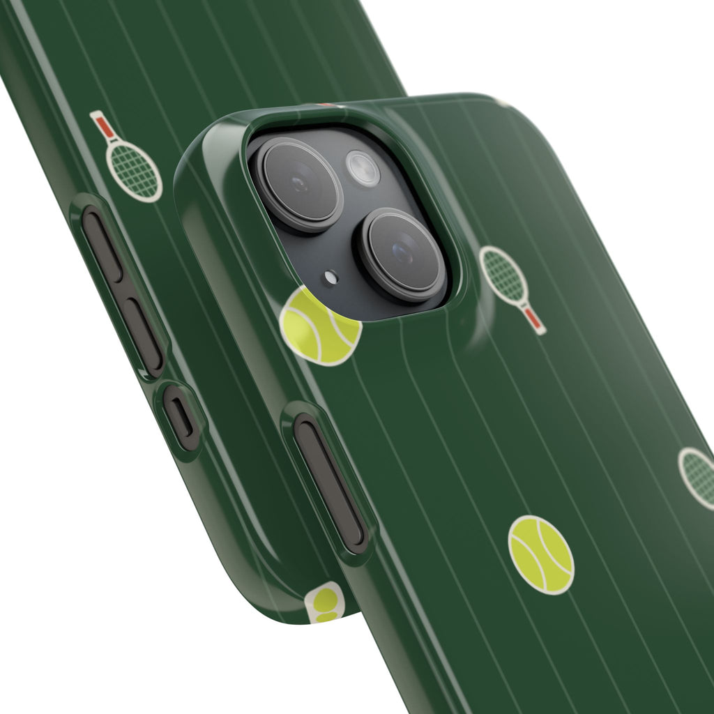 Tennis Pattern Phone Case — Green Court Design with Rackets & Balls