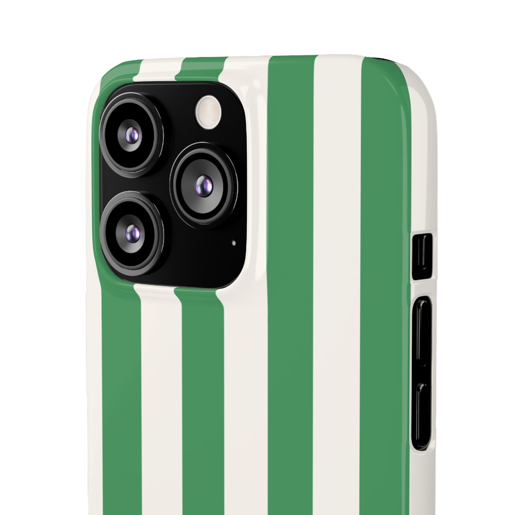 Green & White Stripe Phone Case — Snap-On Protective Cover
