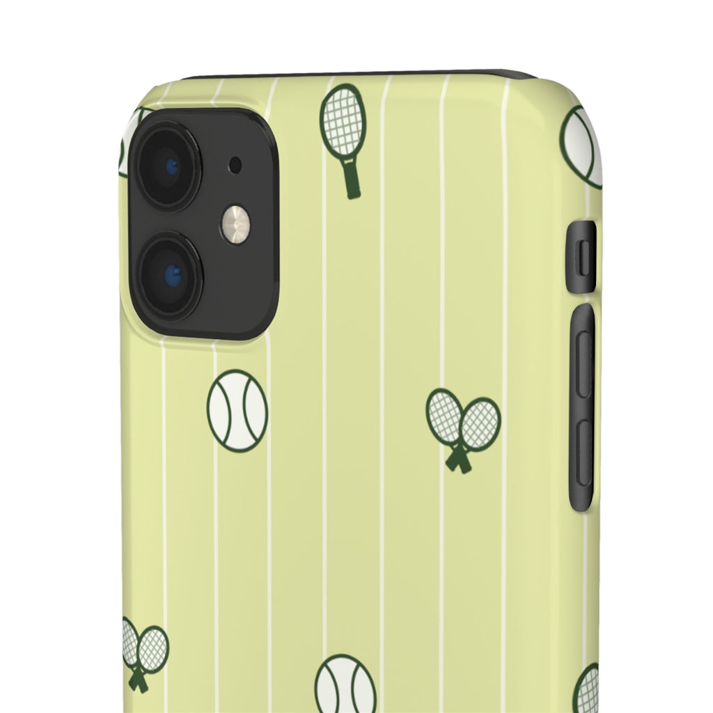 Tennis Pattern Phone Case — Yellow Racket & Ball Snap Case