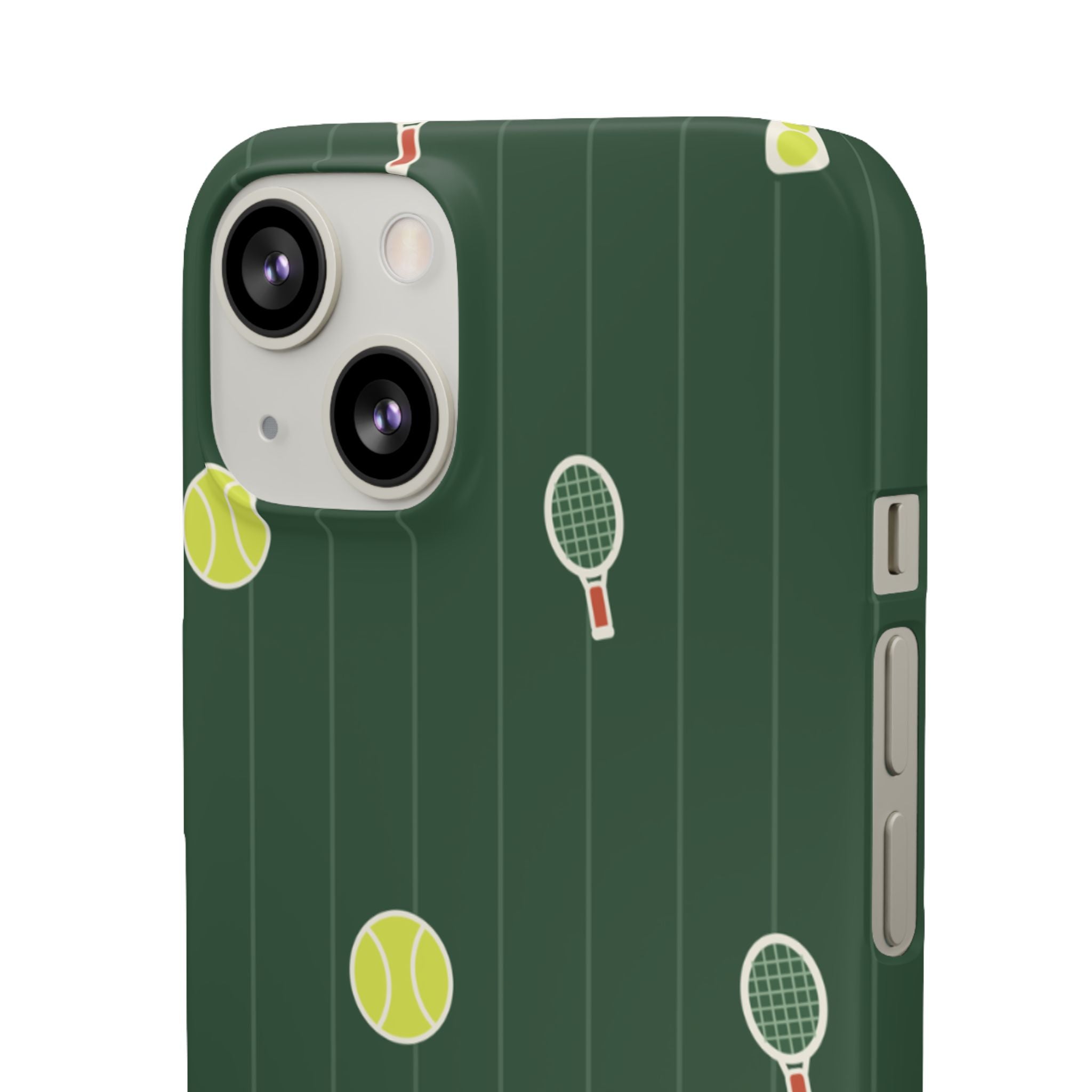 Tennis Pattern Phone Case — Green Court Design with Rackets & Balls
