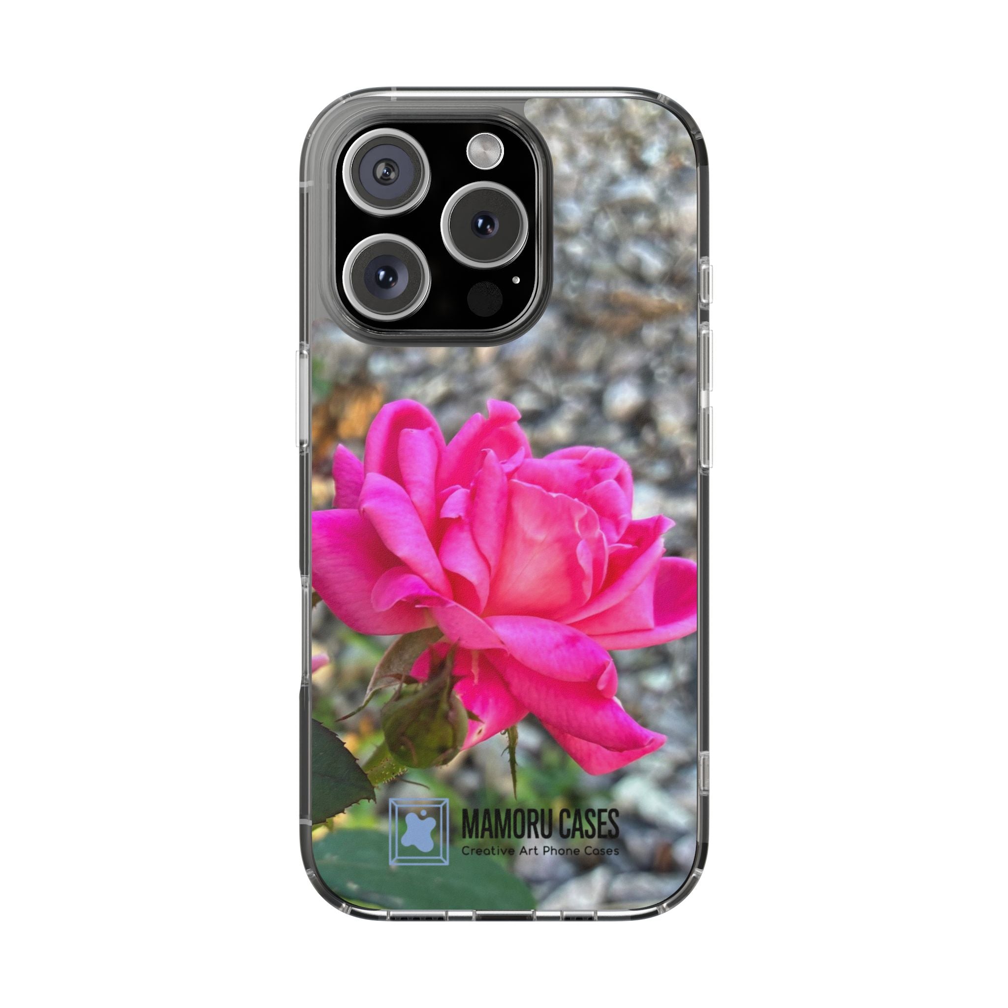 Clear Magnetic Phone Case — Pink Rose Photo Impact-Resistant