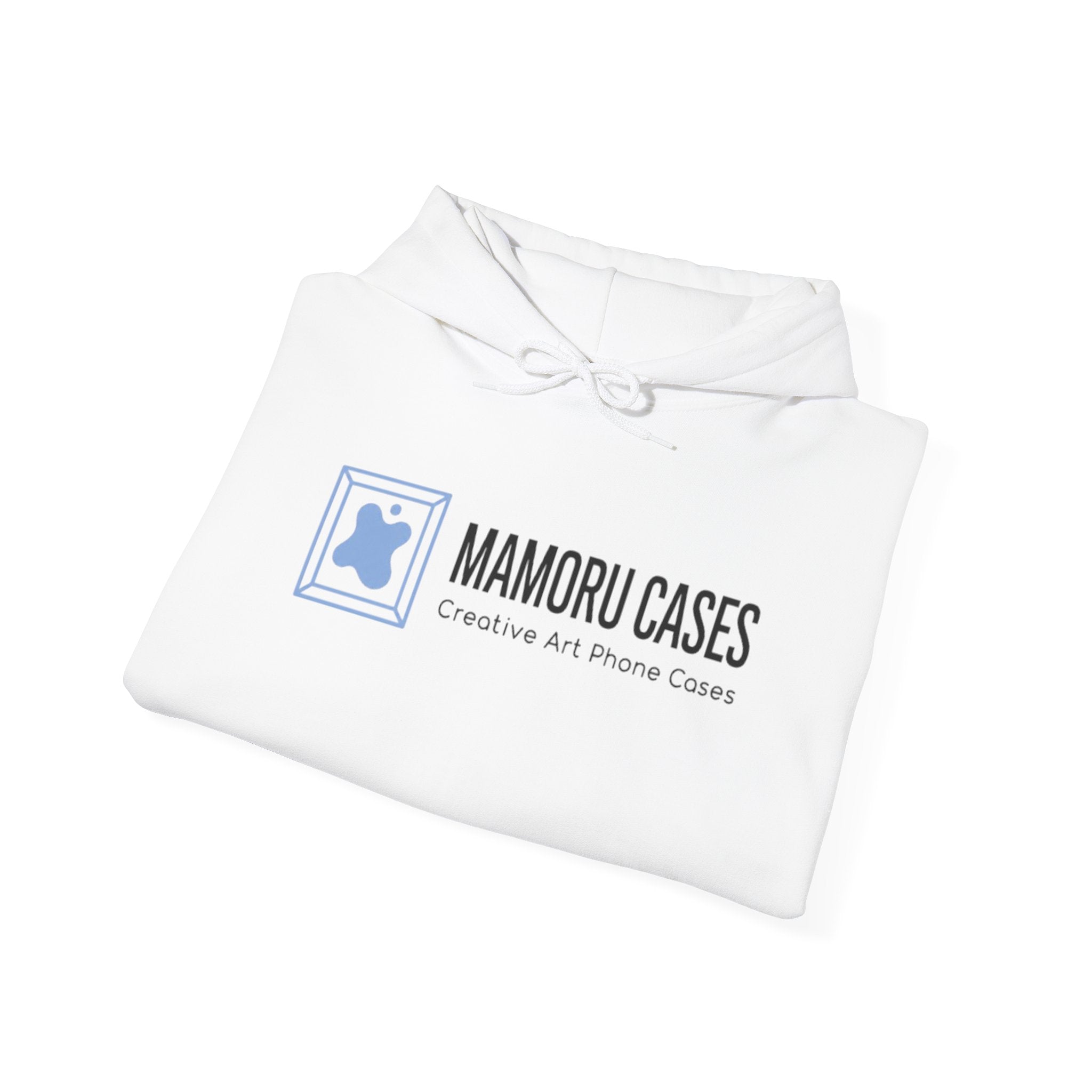 Mamoru Cases Logo Hoodie – Minimalist White Graphic Sweatshirt