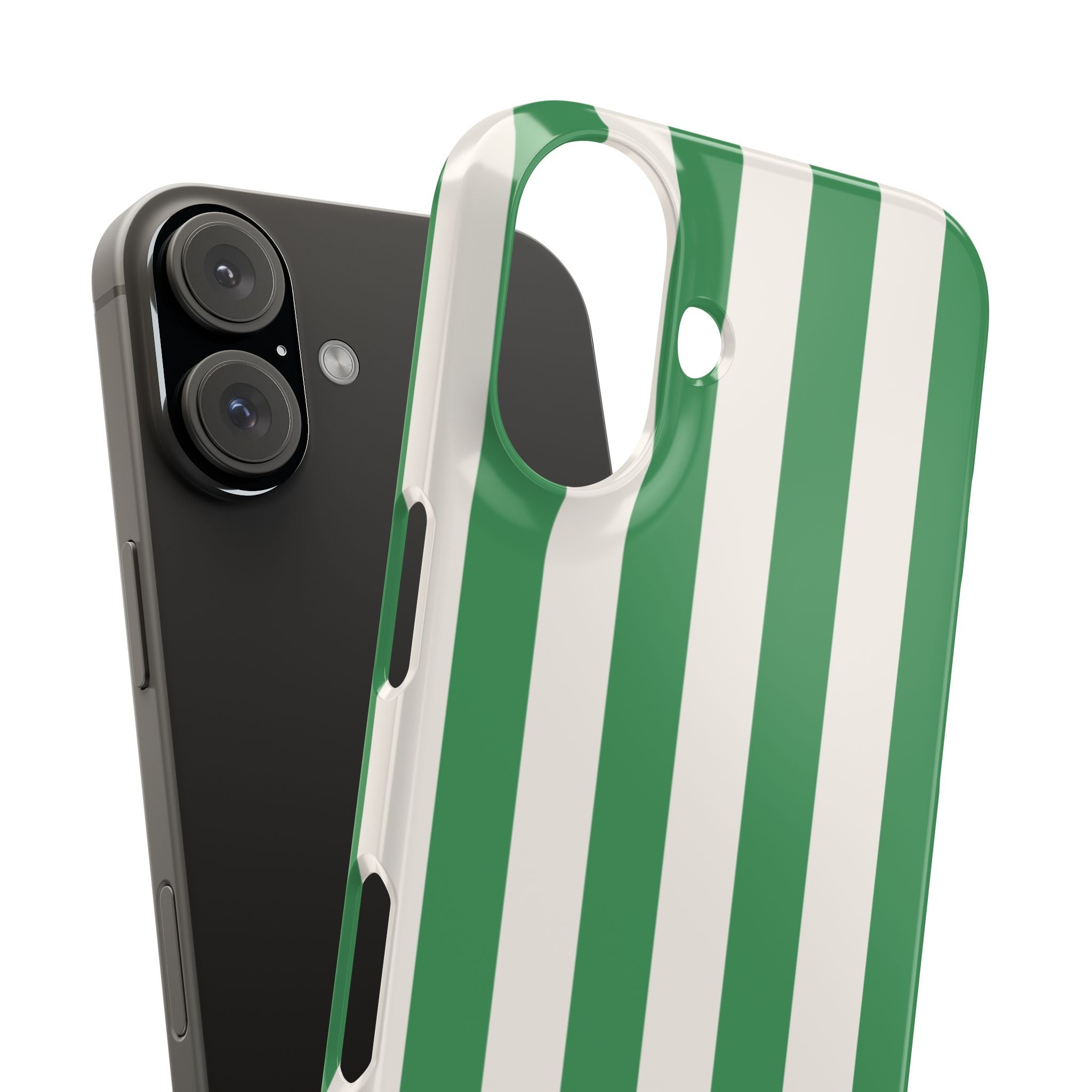Green & White Stripe Phone Case — Snap-On Protective Cover
