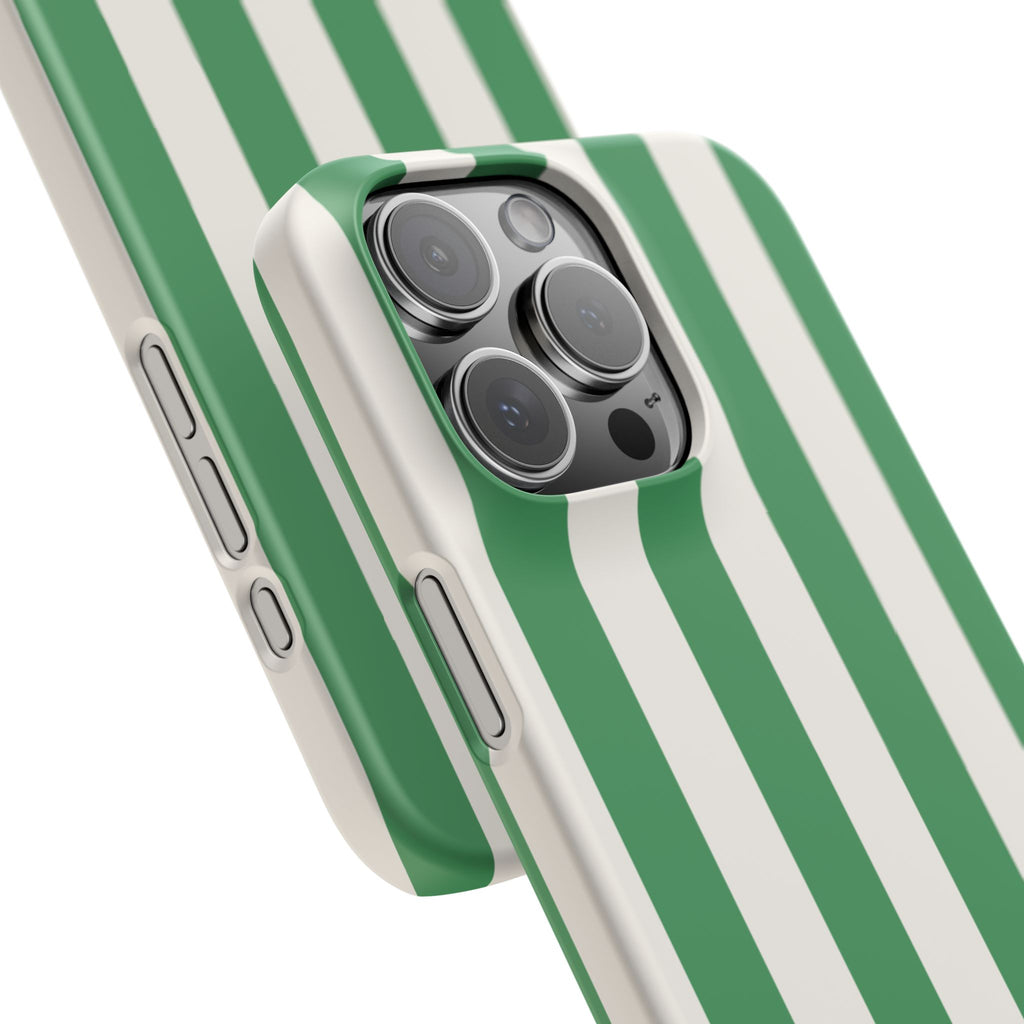 Green & White Stripe Phone Case — Snap-On Protective Cover