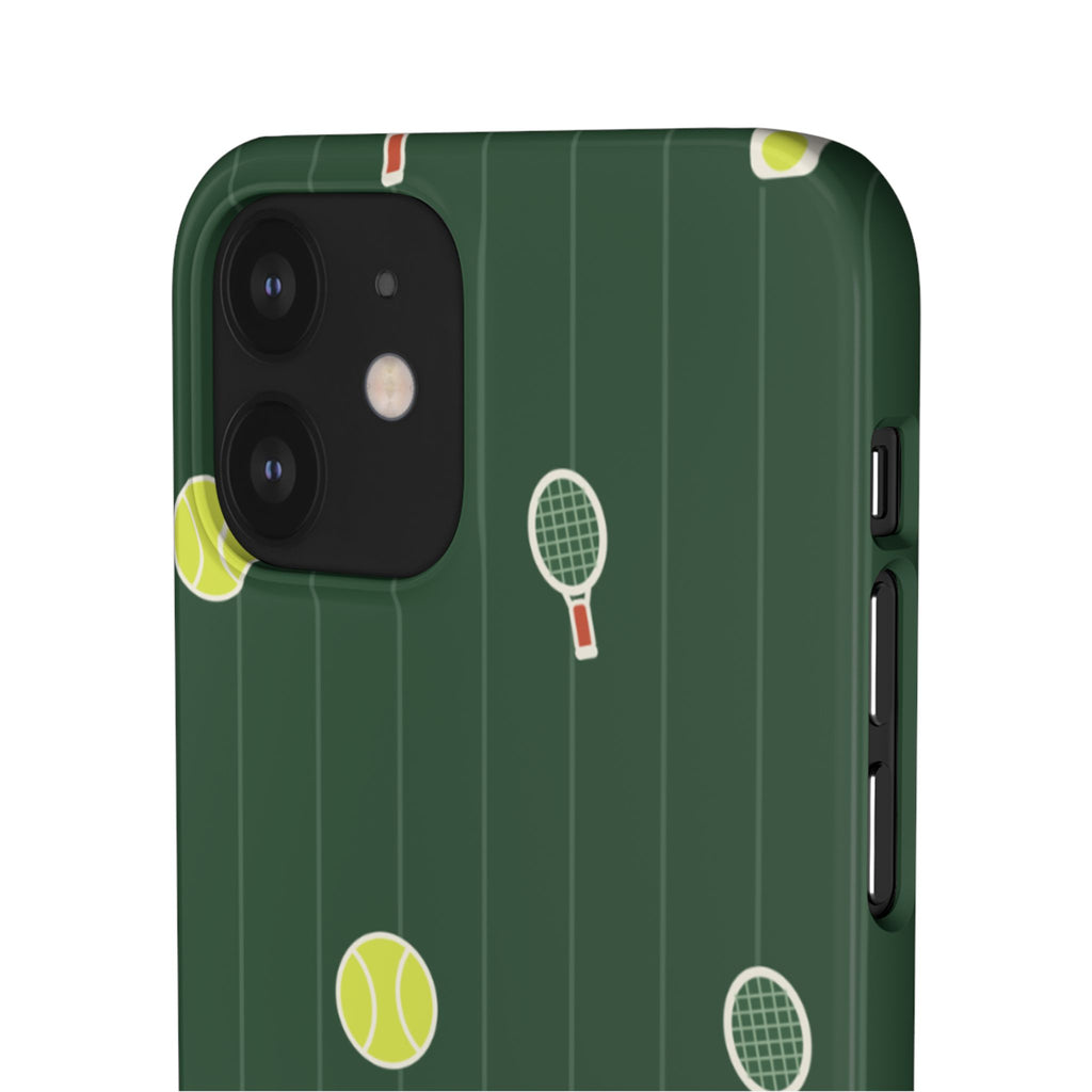 Tennis Pattern Phone Case — Green Court Design with Rackets & Balls