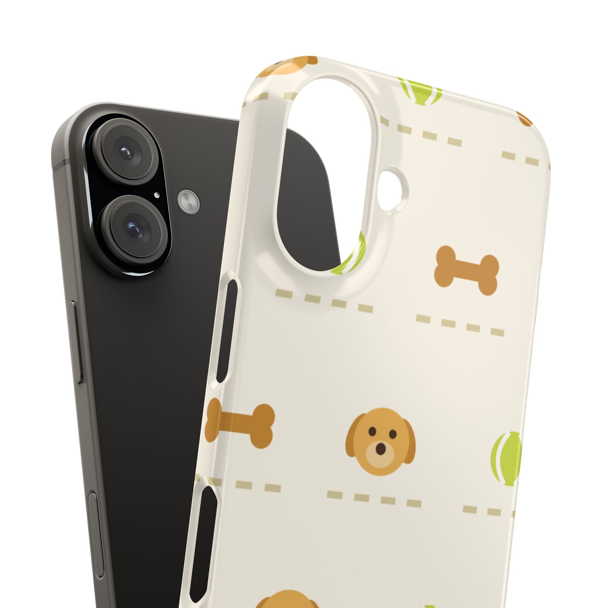 Cute Puppy Pattern Phone Case — Dog, Bone & Tennis Ball Snap Case