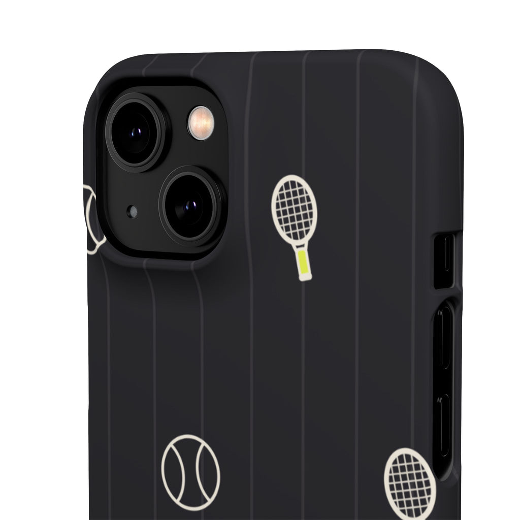 Snap Case — Black Sports Pattern Phone Case (Tennis Rackets & Baseballs)