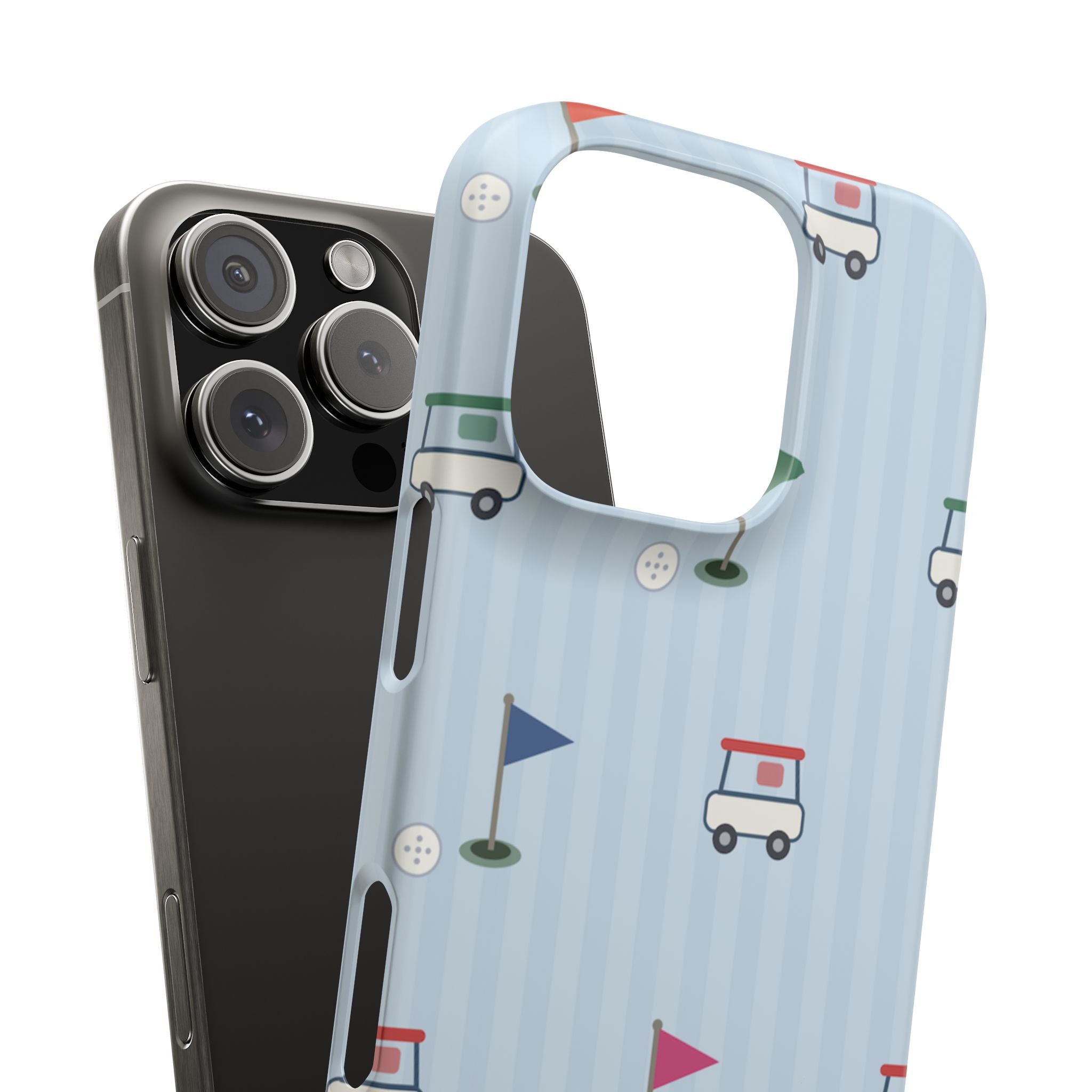Golf Cart Pattern Phone Case – Cute Blue Golf Course Snap Case