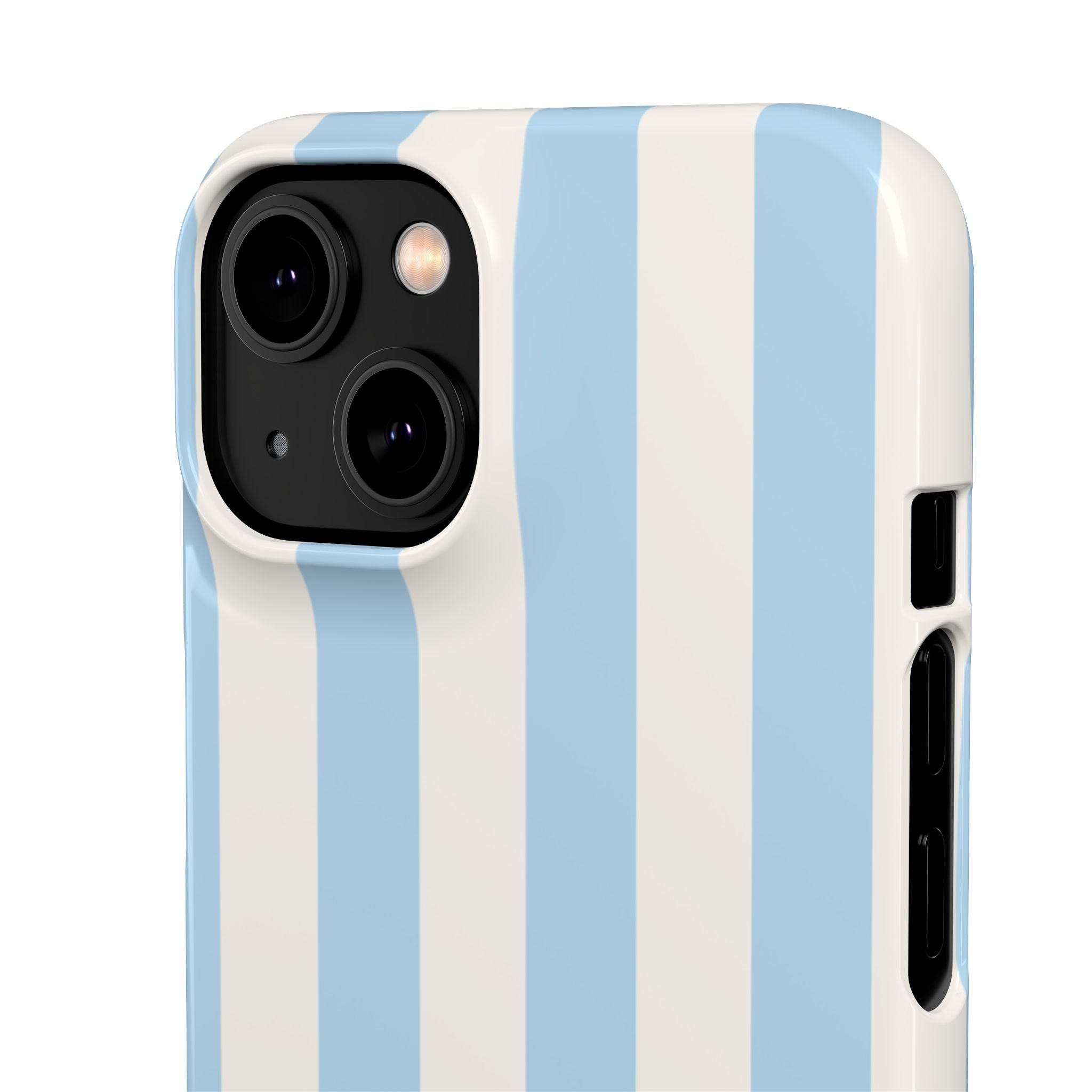 Phone Case — Pastel Blue & White Vertical Stripe Protective Snap Case