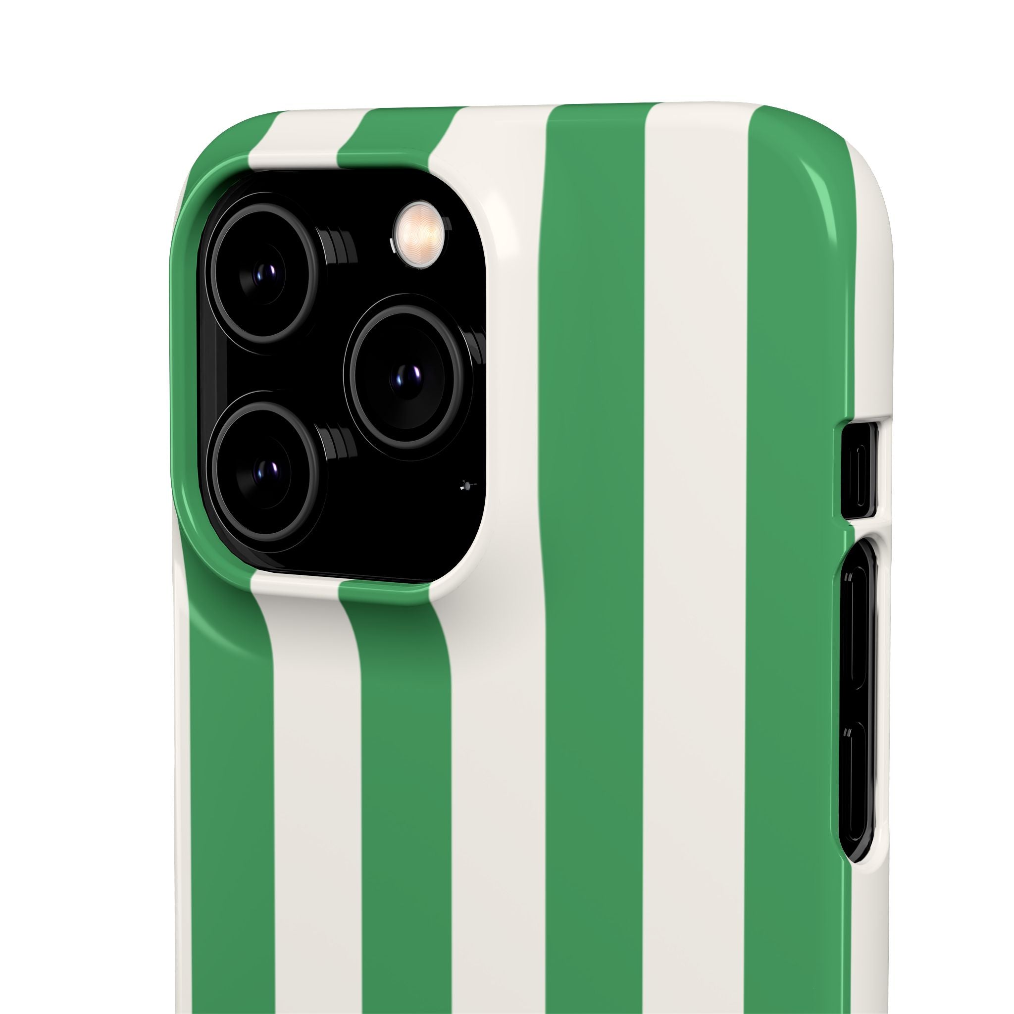 Green & White Stripe Phone Case — Snap-On Protective Cover