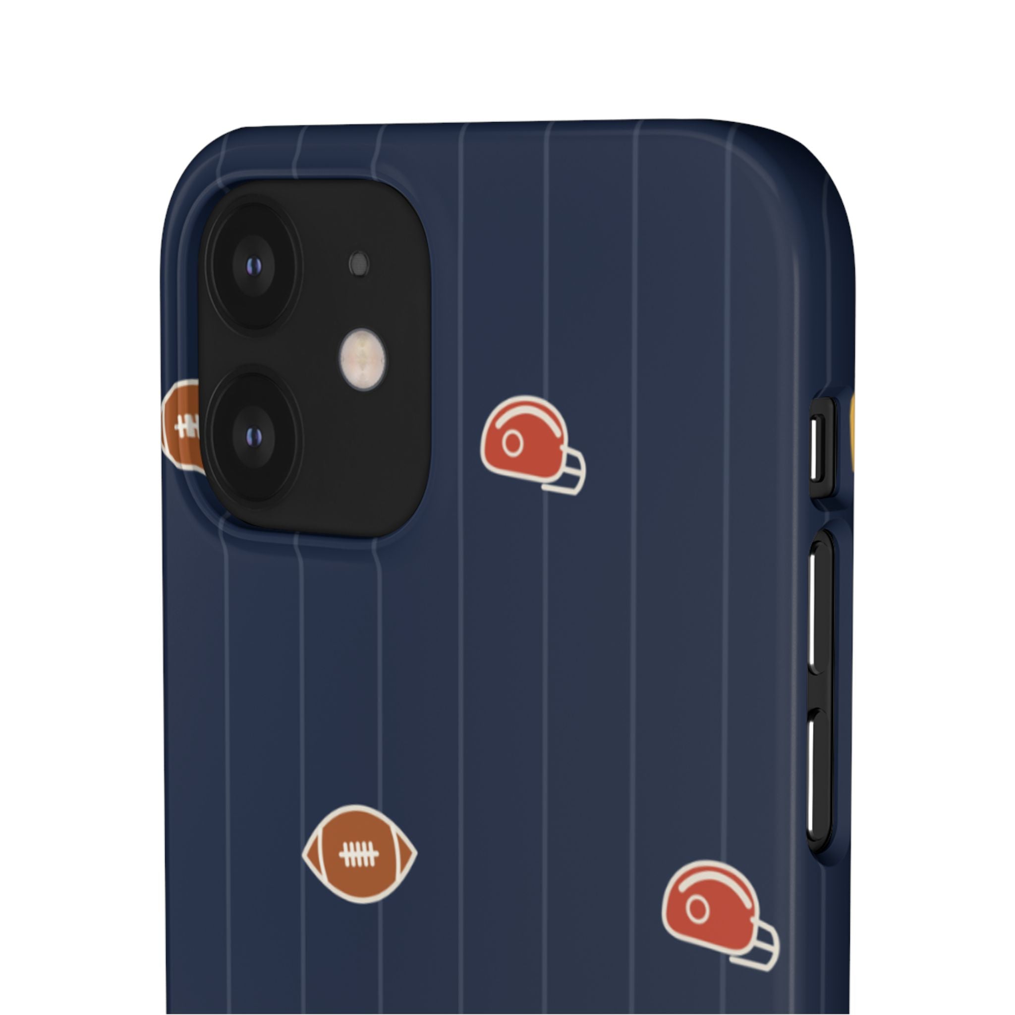 Football Pattern Phone Case – Navy Helmet & Pigskin Design