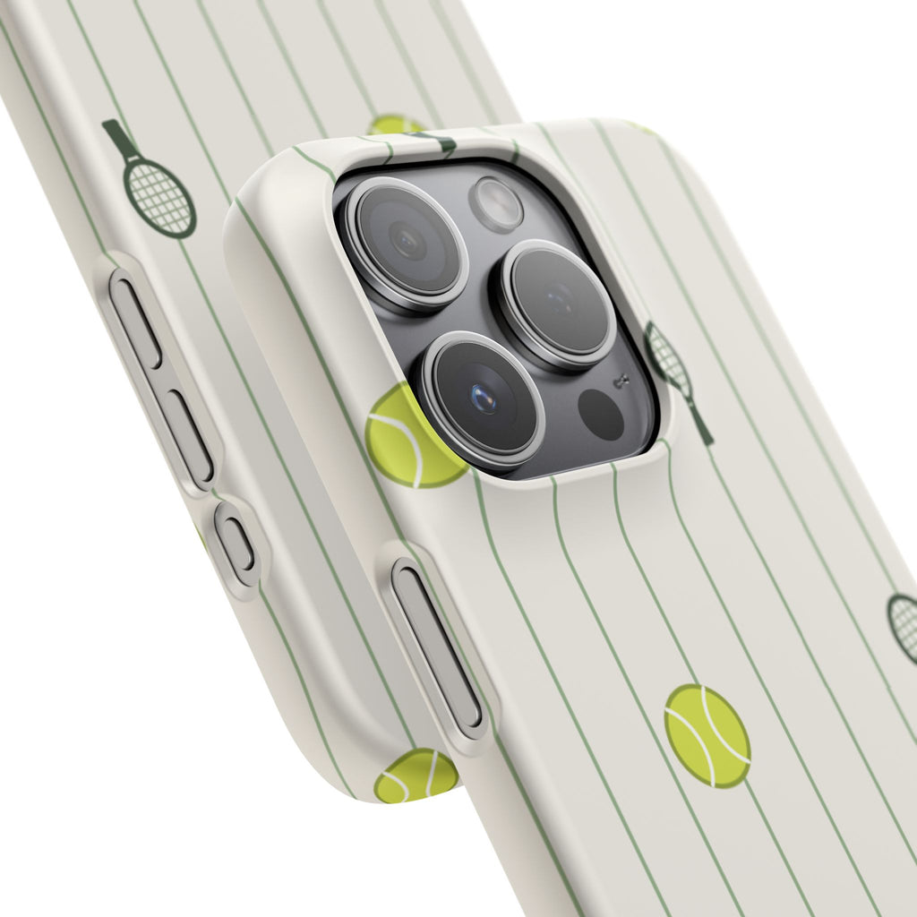 Tennis Pattern Phone Case — Rackets & Tennis Balls Protective Snap Case