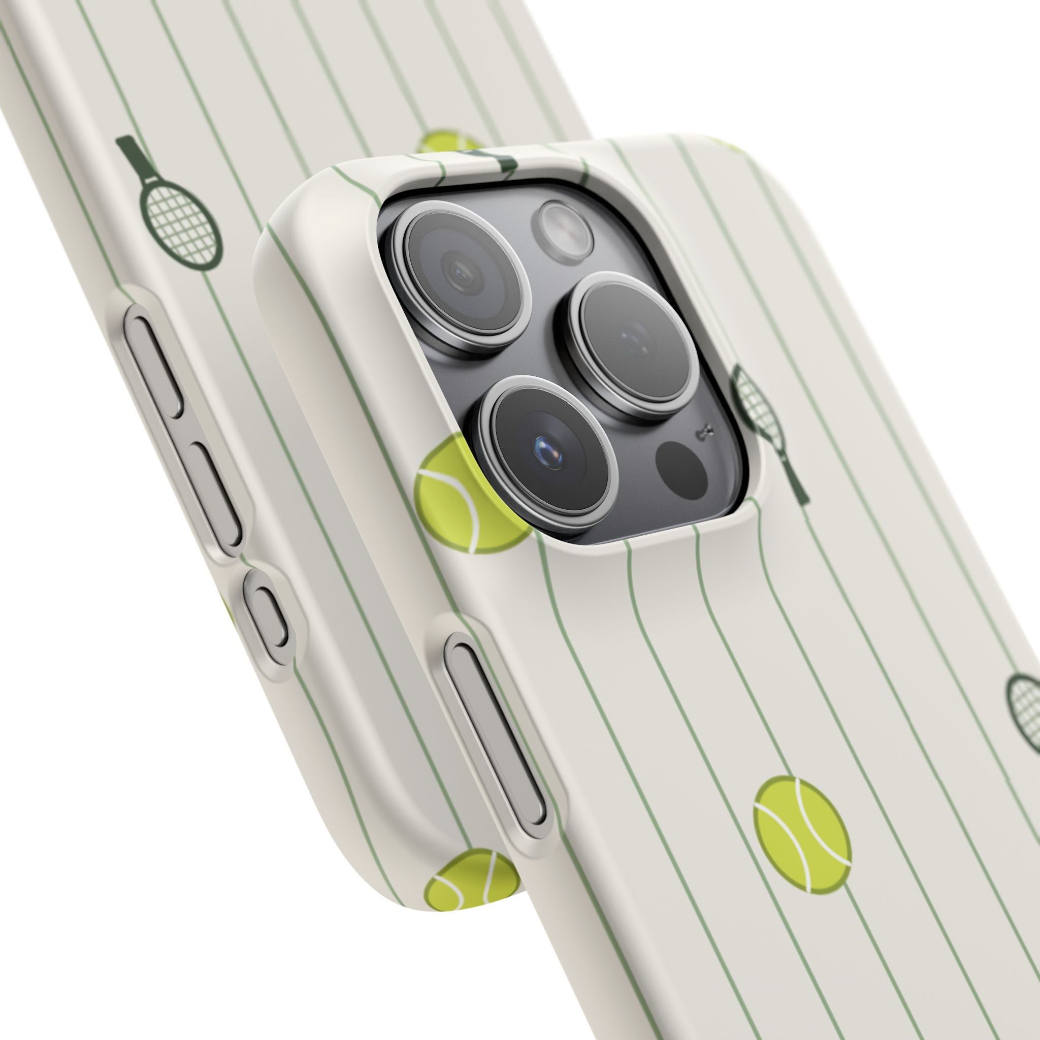 Tennis Pattern Phone Case — Rackets & Tennis Balls Protective Snap Case