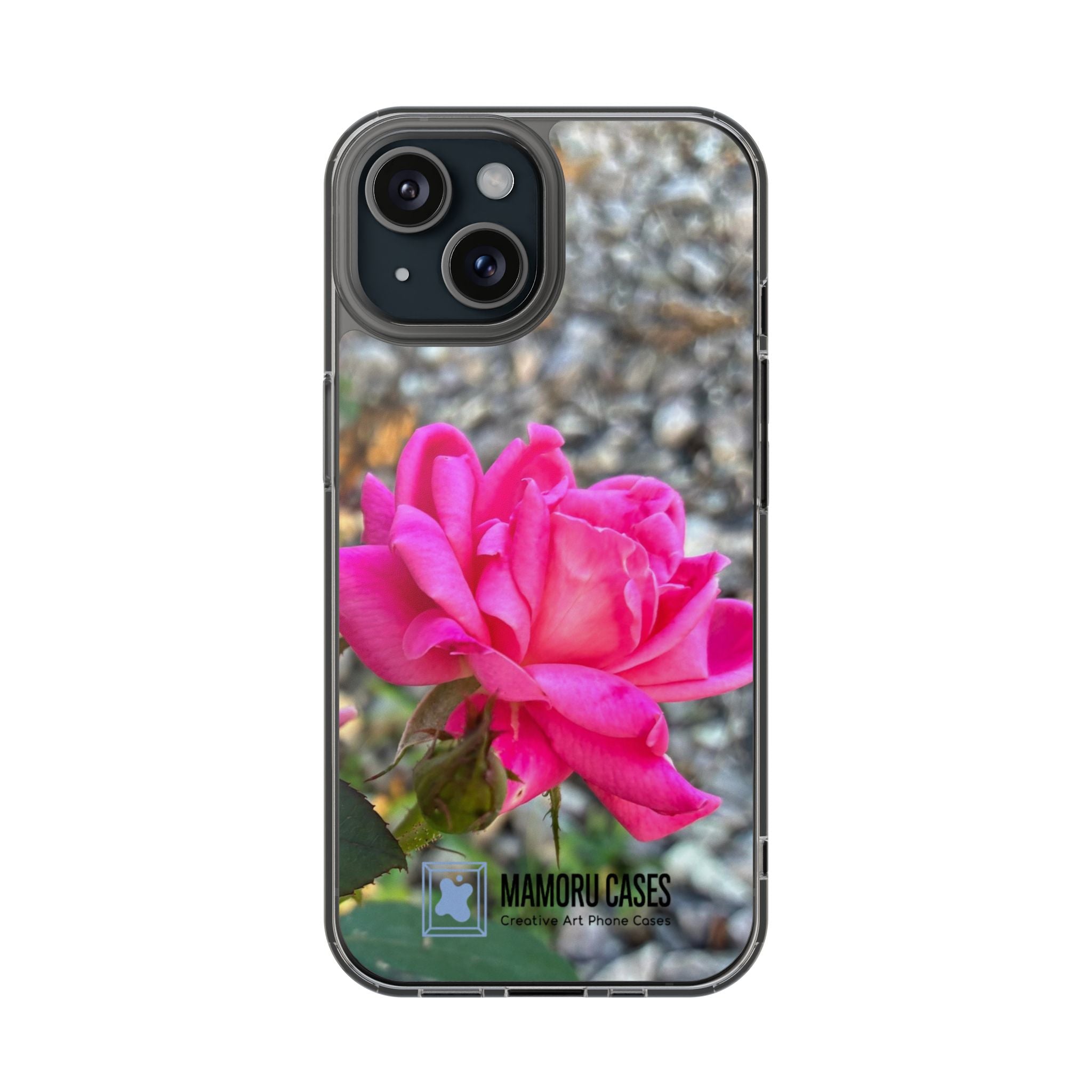 Clear Magnetic Phone Case — Pink Rose Photo Impact-Resistant