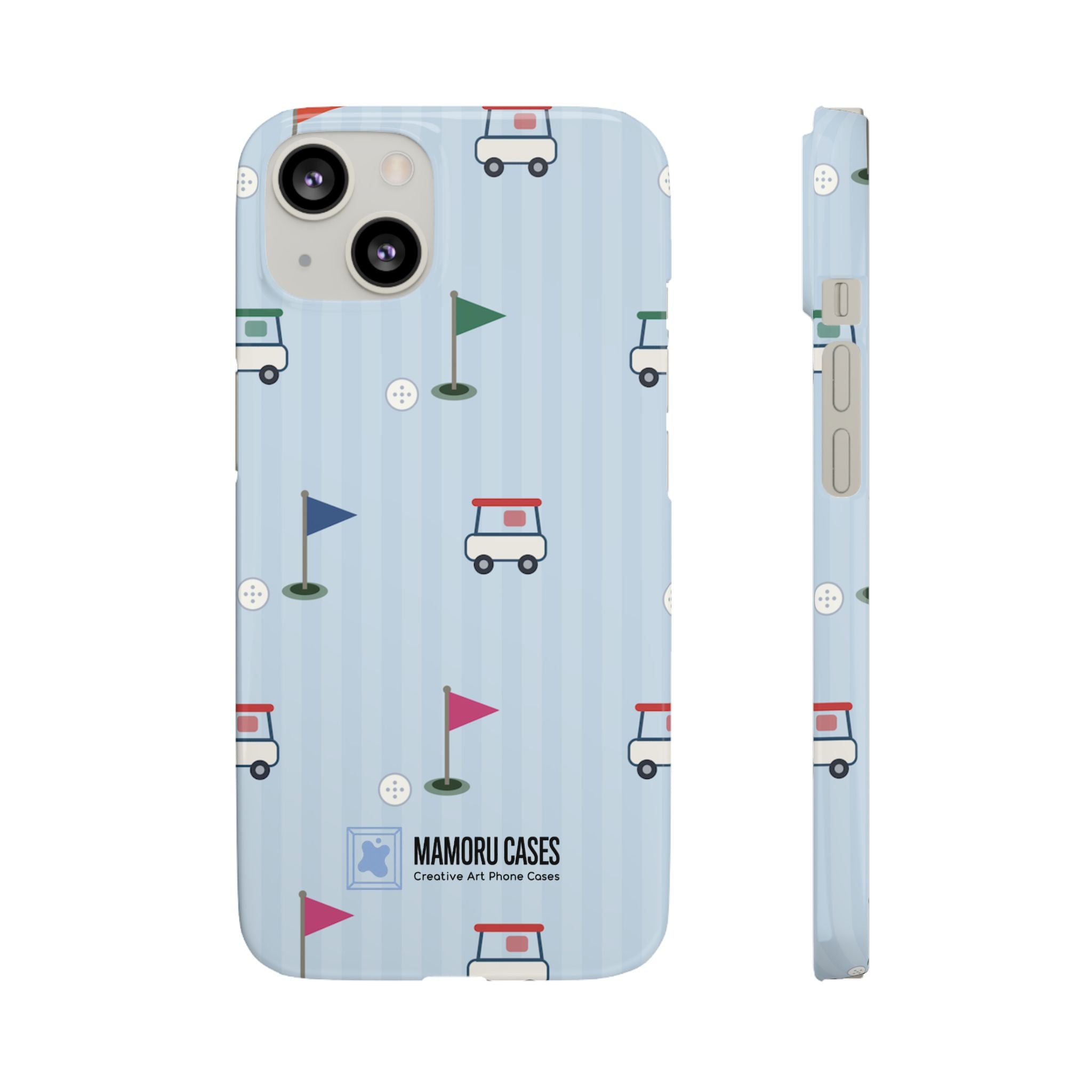 Golf Cart Pattern Phone Case – Cute Blue Golf Course Snap Case