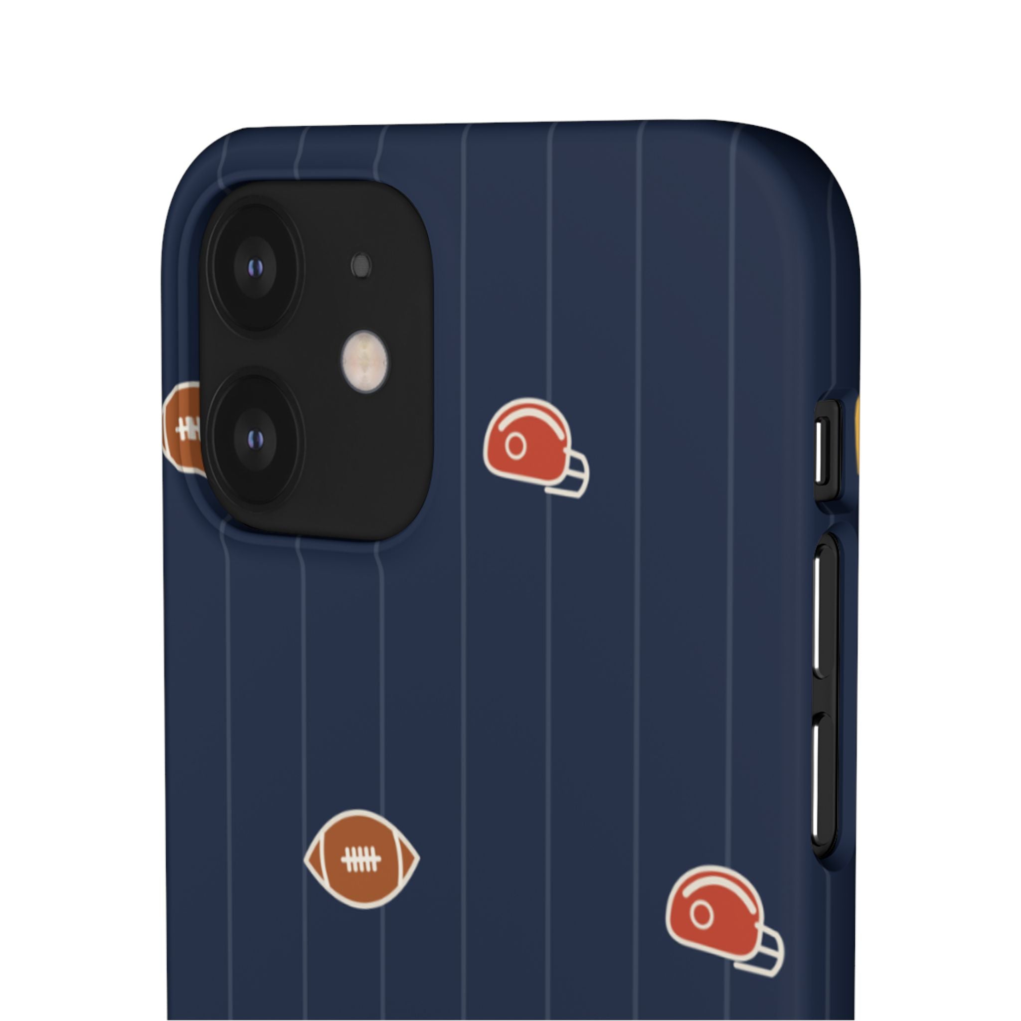 Football Pattern Phone Case – Navy Helmet & Pigskin Design