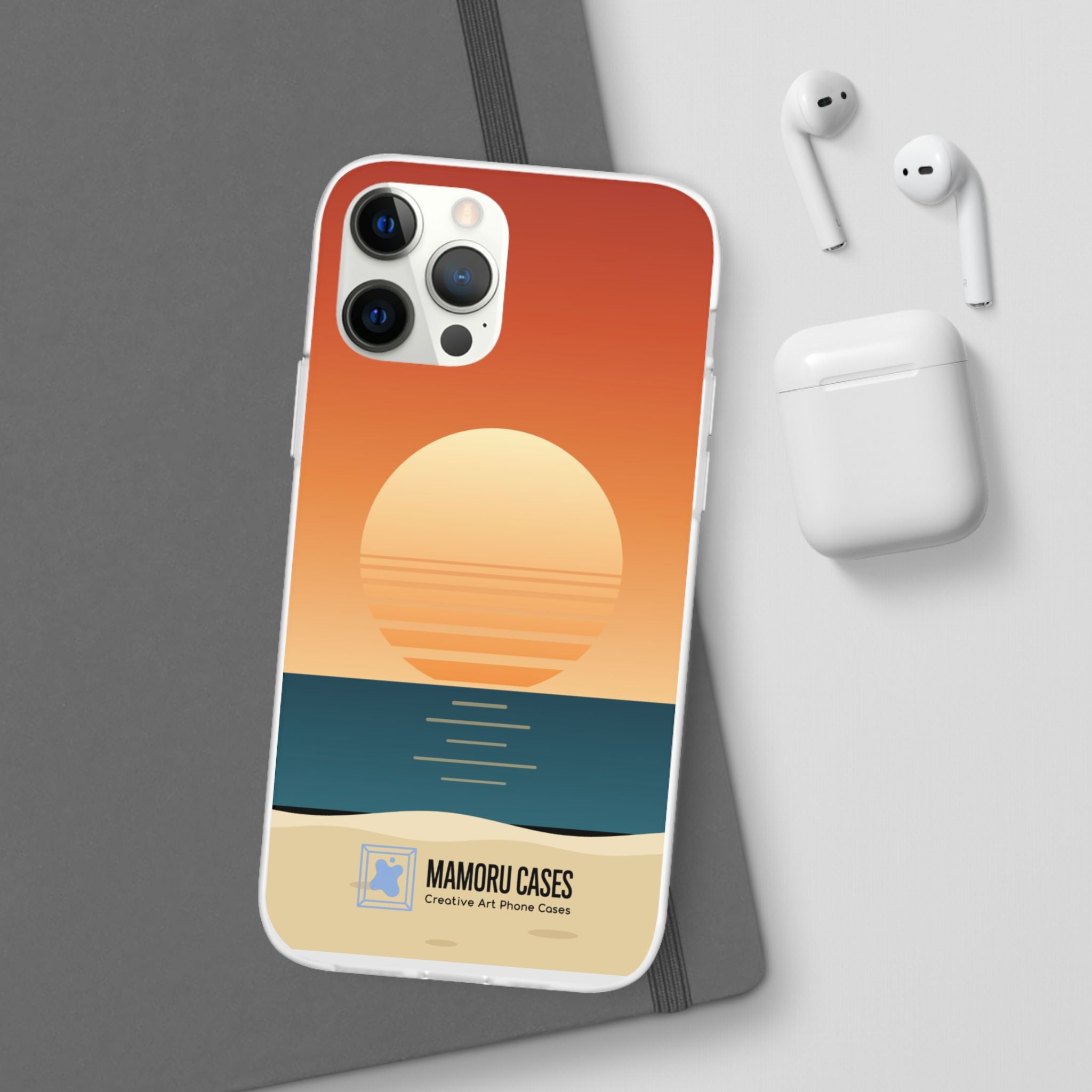 Sunset Horizon Phone Case — Minimal Beach Sunset Graphic for iPhone & Samsung