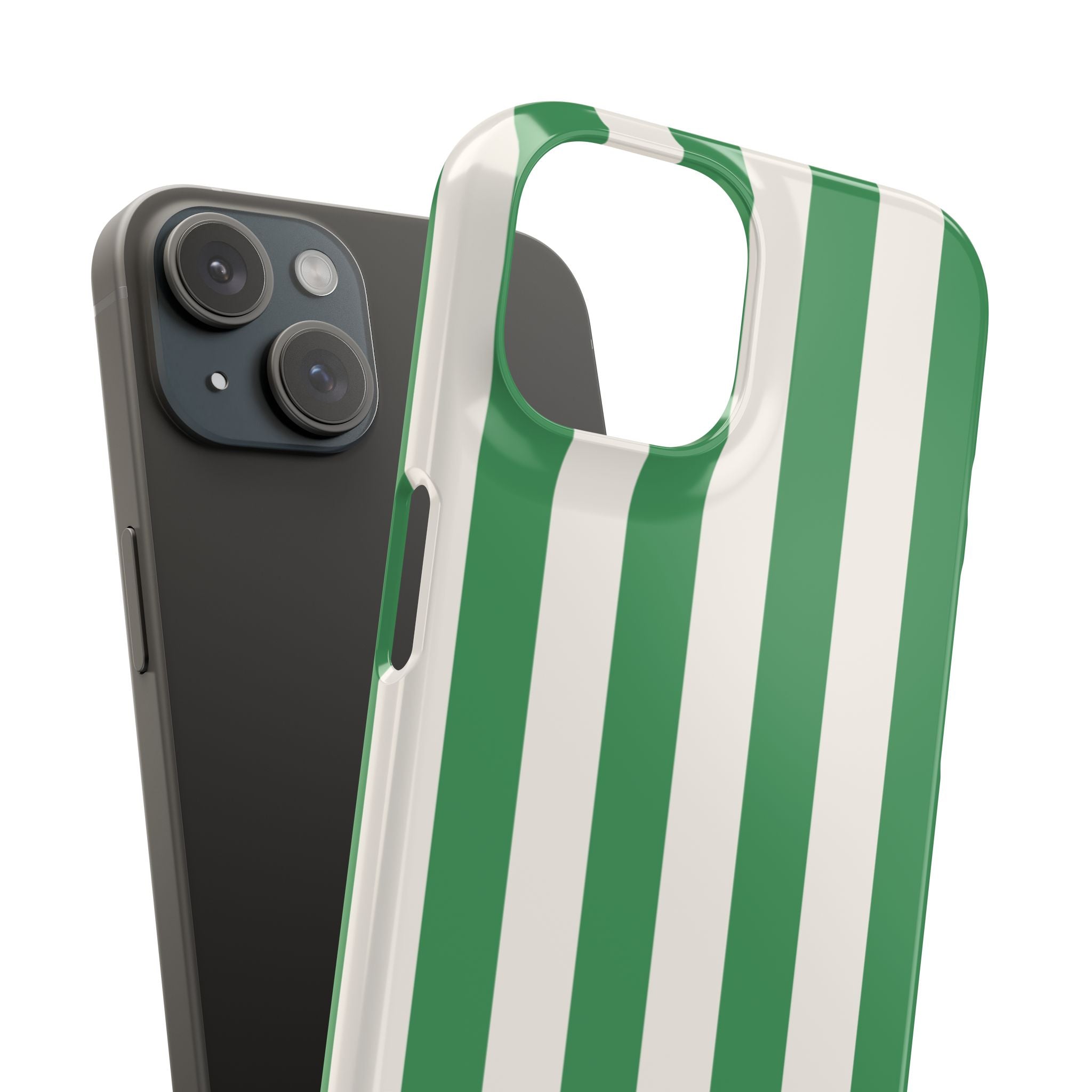 Green & White Stripe Phone Case — Snap-On Protective Cover