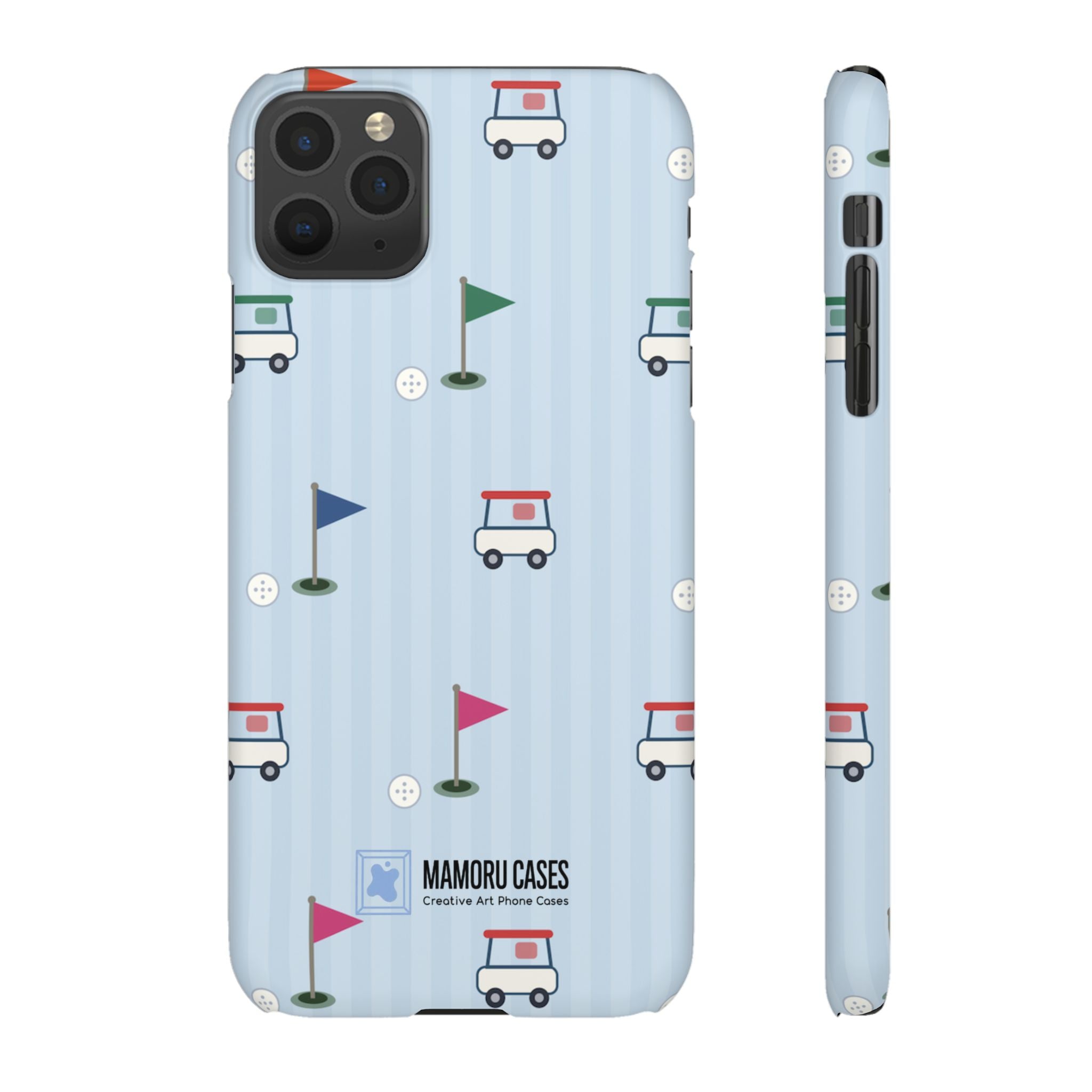 Golf Cart Pattern Phone Case – Cute Blue Golf Course Snap Case