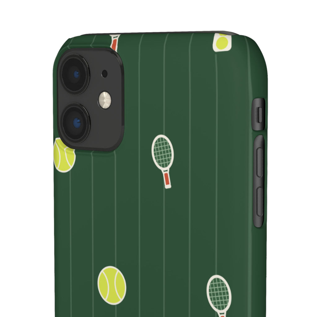 Tennis Pattern Phone Case — Green Court Design with Rackets & Balls