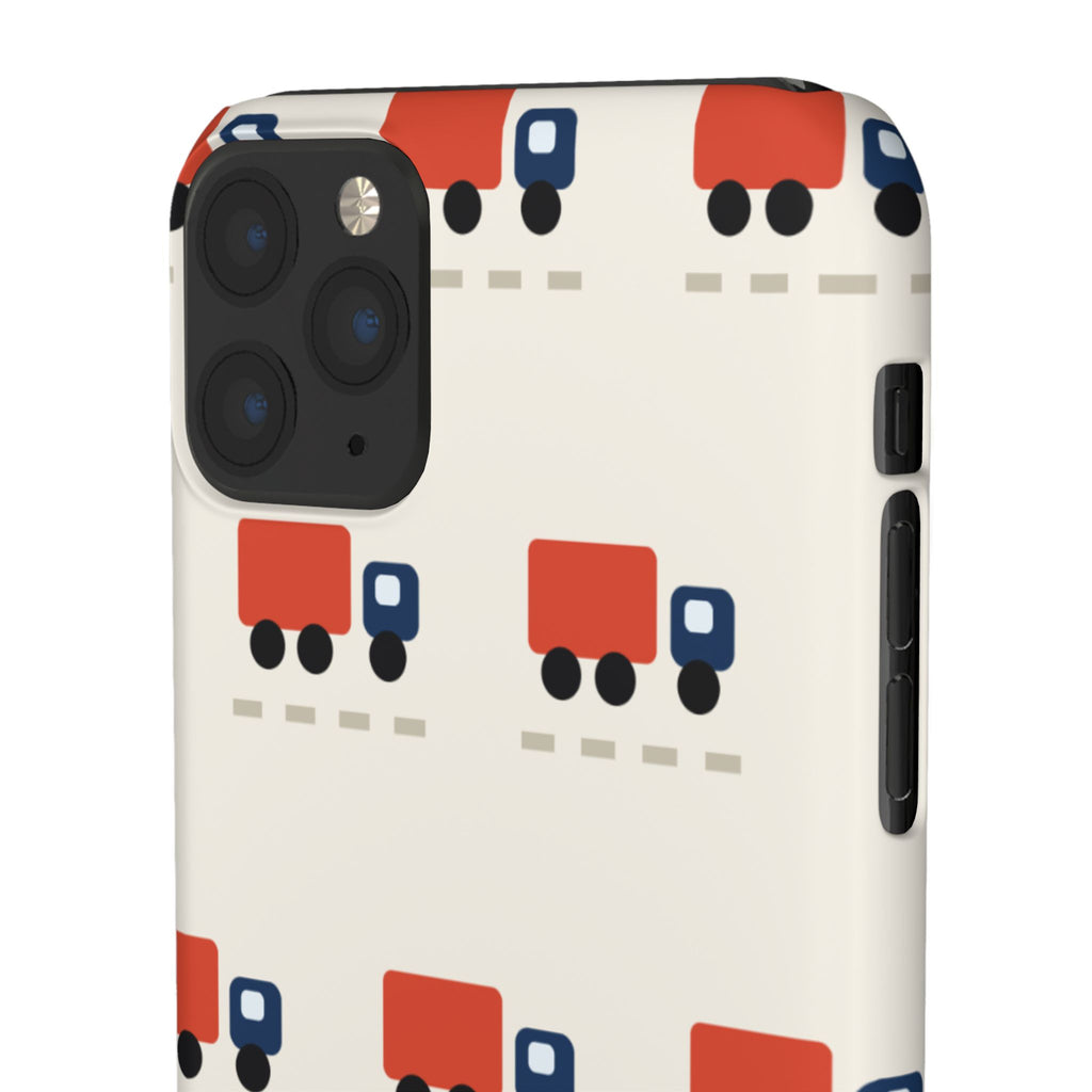Truck Pattern Phone Case — Cute Red & Blue Delivery Truck iPhone Cover