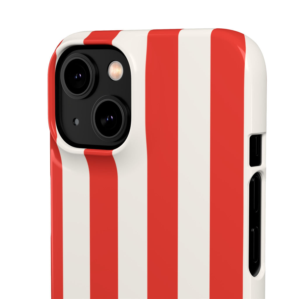 Striped Red & White Snap Phone Case – Classic Candy-Stripe Protection