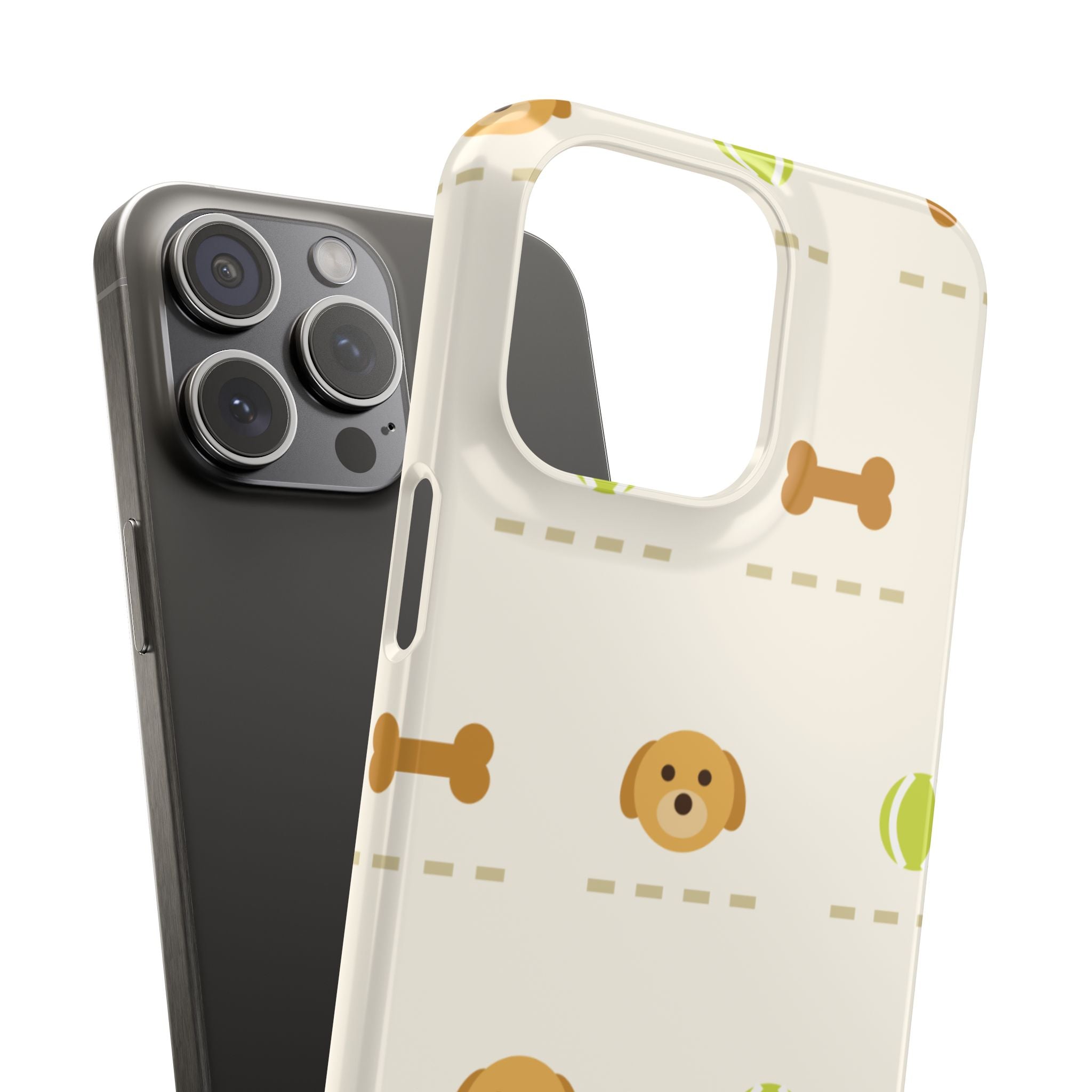 Cute Puppy Pattern Phone Case — Dog, Bone & Tennis Ball Snap Case