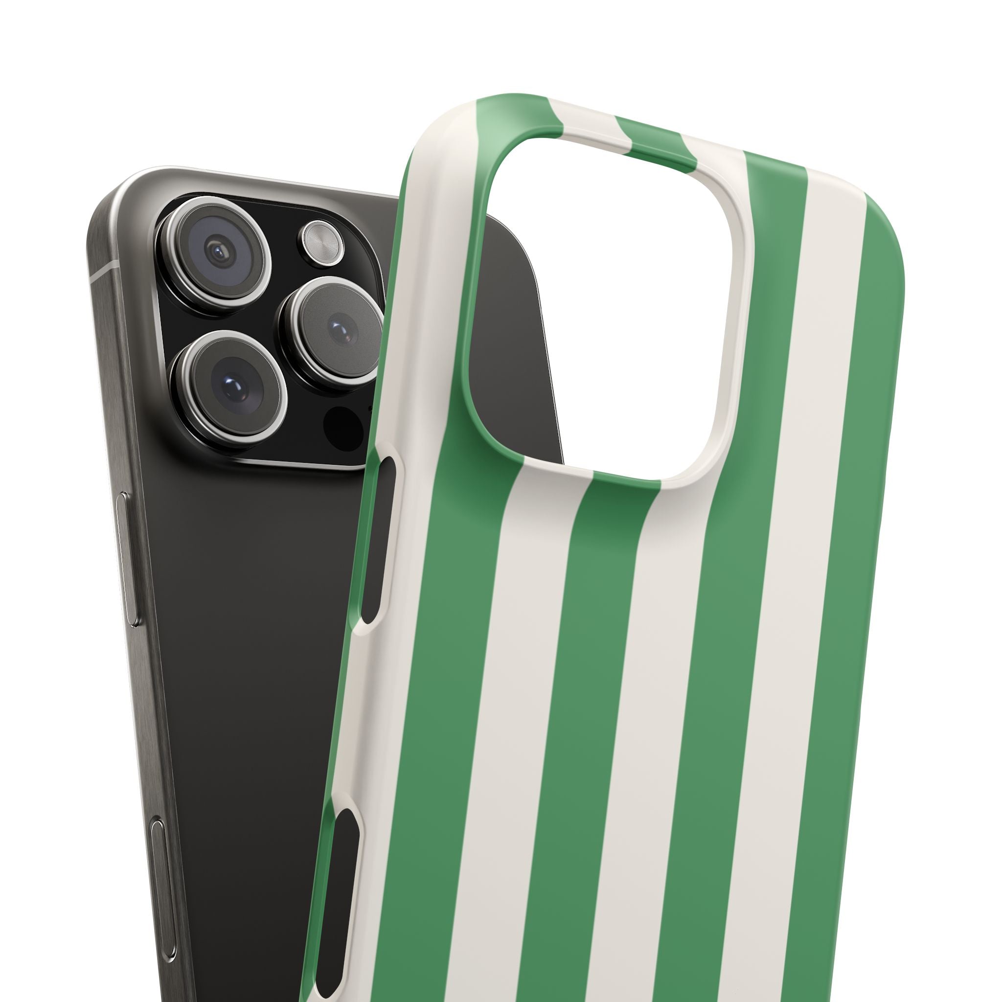 Green & White Stripe Phone Case — Snap-On Protective Cover