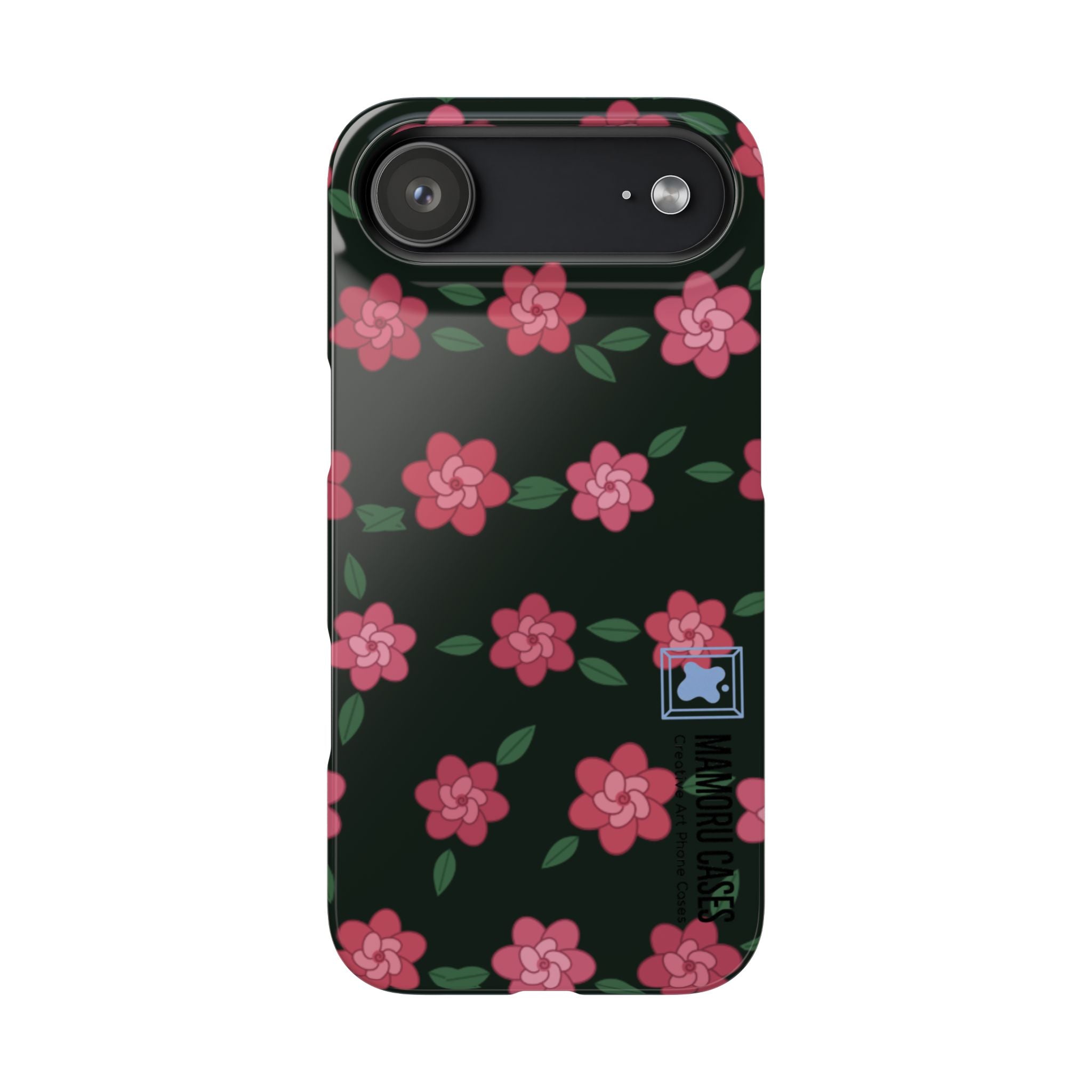 Floral Snap Phone Case — Pink Camellia Pattern on Dark Background