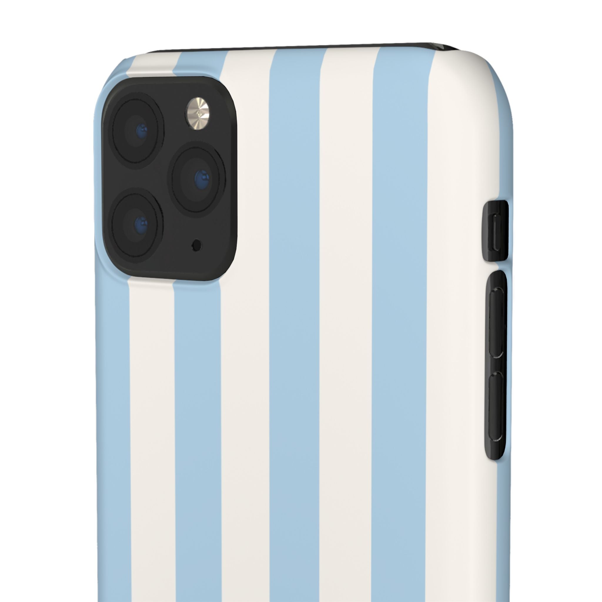 Phone Case — Pastel Blue & White Vertical Stripe Protective Snap Case