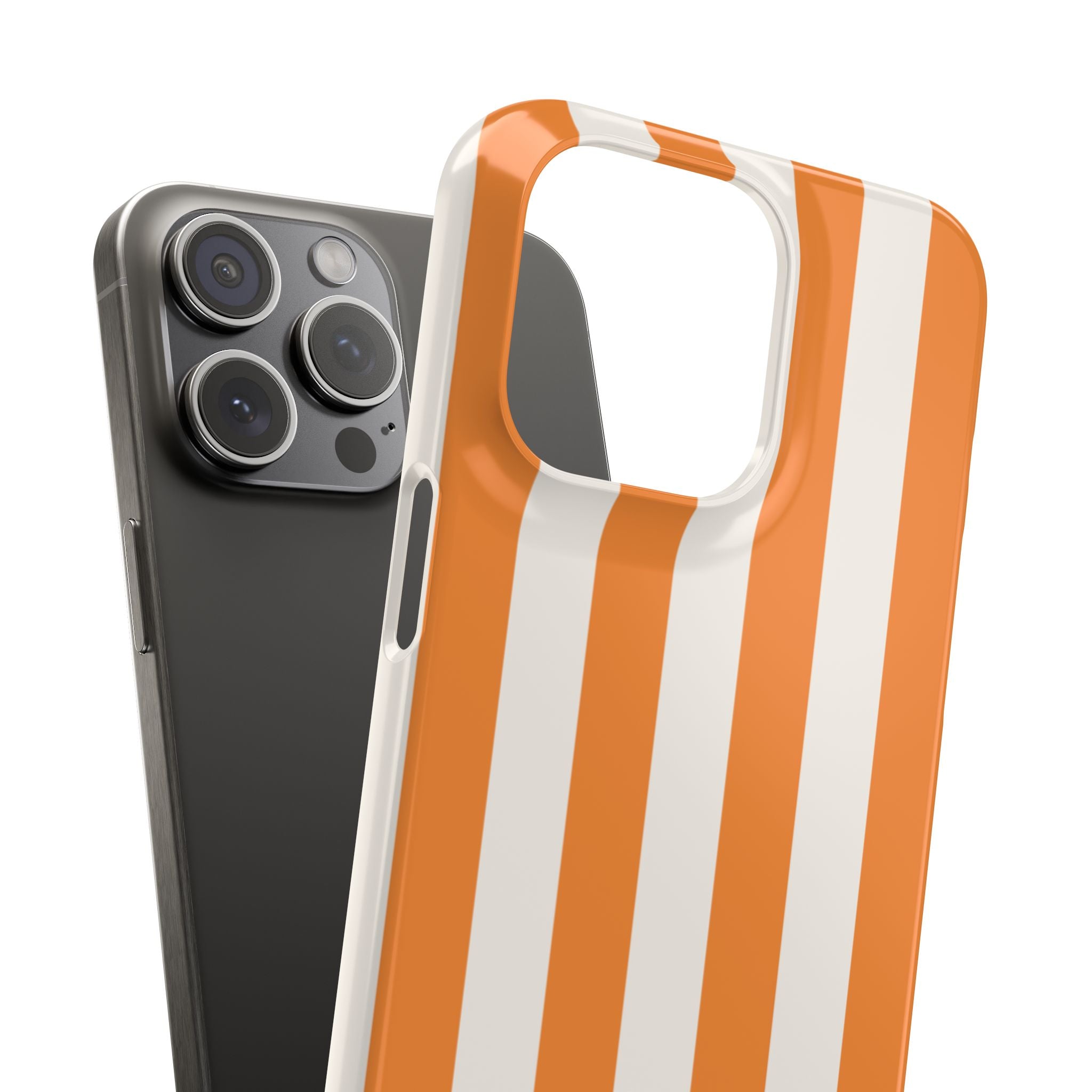 Striped Orange Snap Phone Case — Bold Retro Vertical Stripes iPhone Cover
