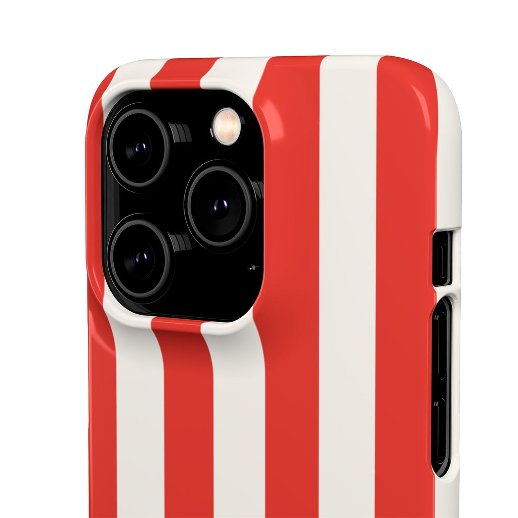 Red & White Striped Phone Case — Bold Nautical-Inspired Snap Cover