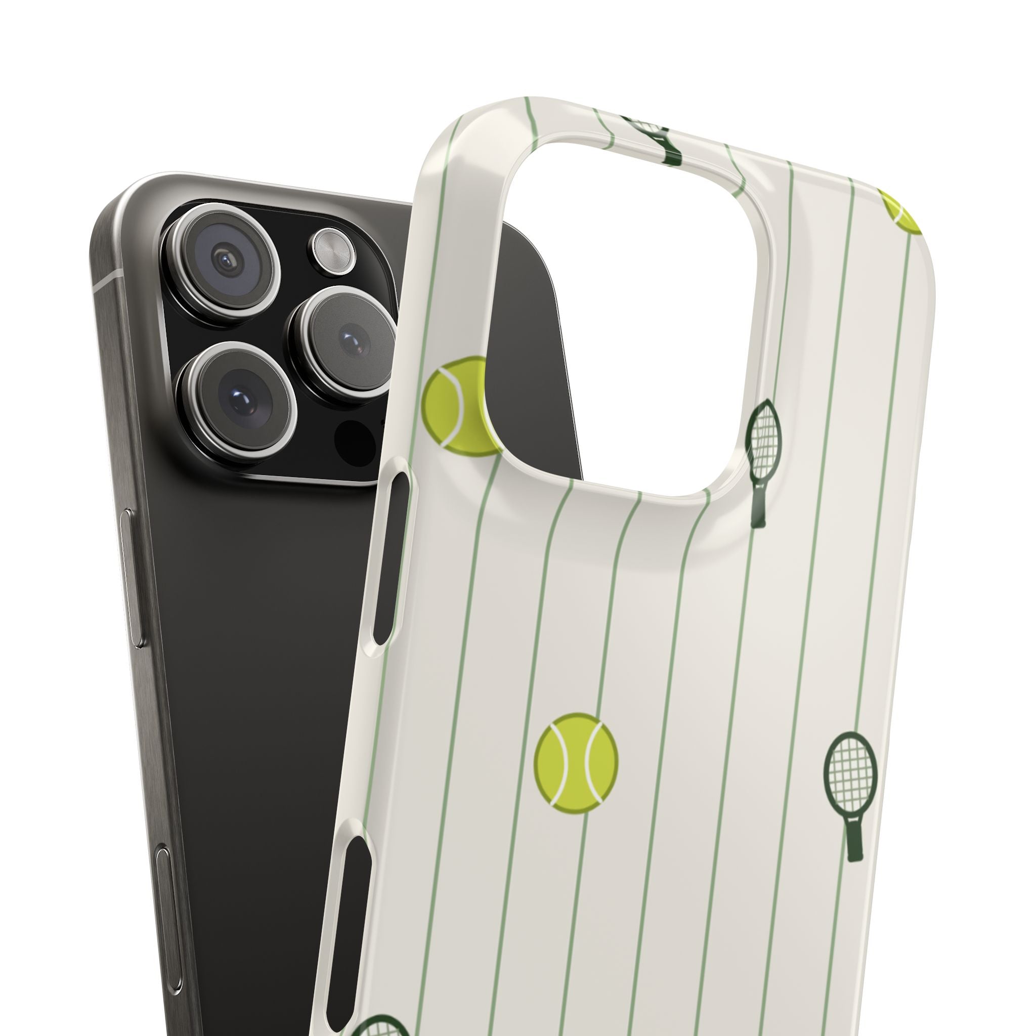 Tennis Pattern Phone Case — Rackets & Tennis Balls Protective Snap Case