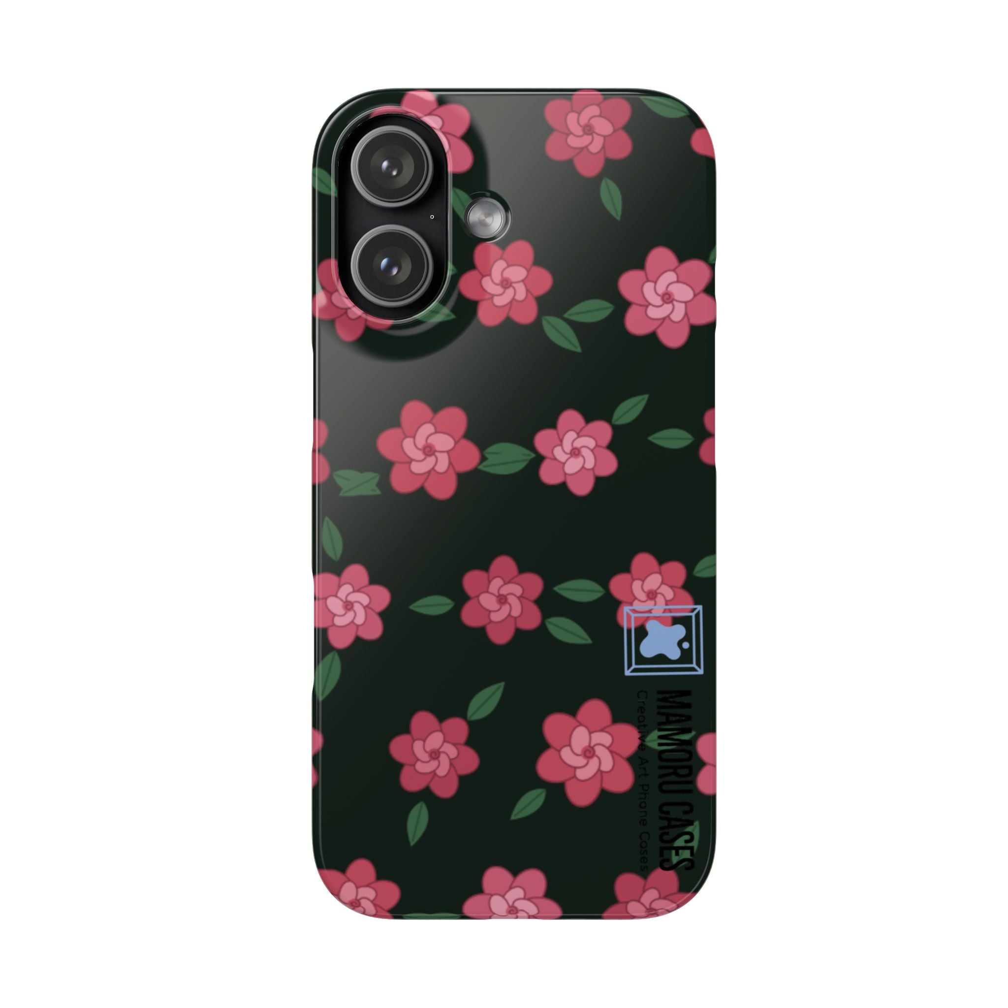 Floral Snap Phone Case — Pink Camellia Pattern on Dark Background