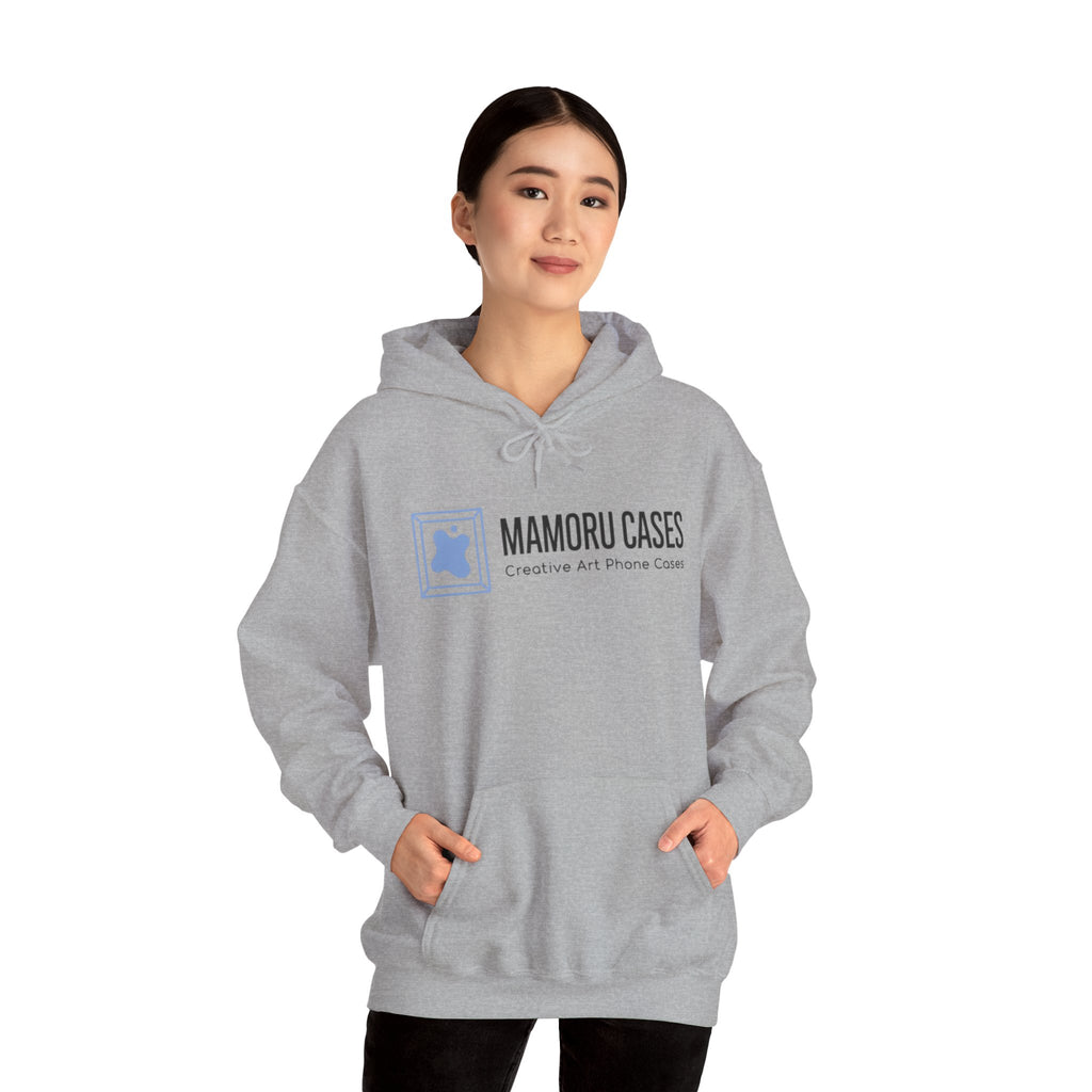 Mamoru Cases Logo Hoodie – Minimalist White Graphic Sweatshirt