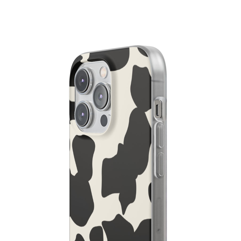 Cow Print Phone Case — Black & White Cowhide Pattern Flexible Protective Cover
