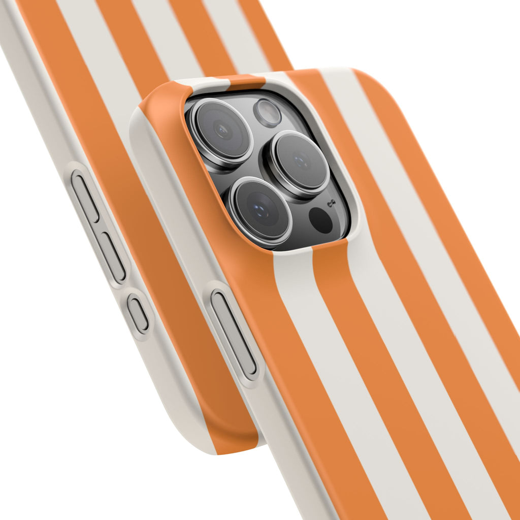 Striped Orange Snap Phone Case — Bold Retro Vertical Stripes iPhone Cover