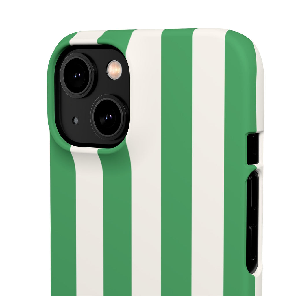 Green & White Stripe Phone Case — Snap-On Protective Cover