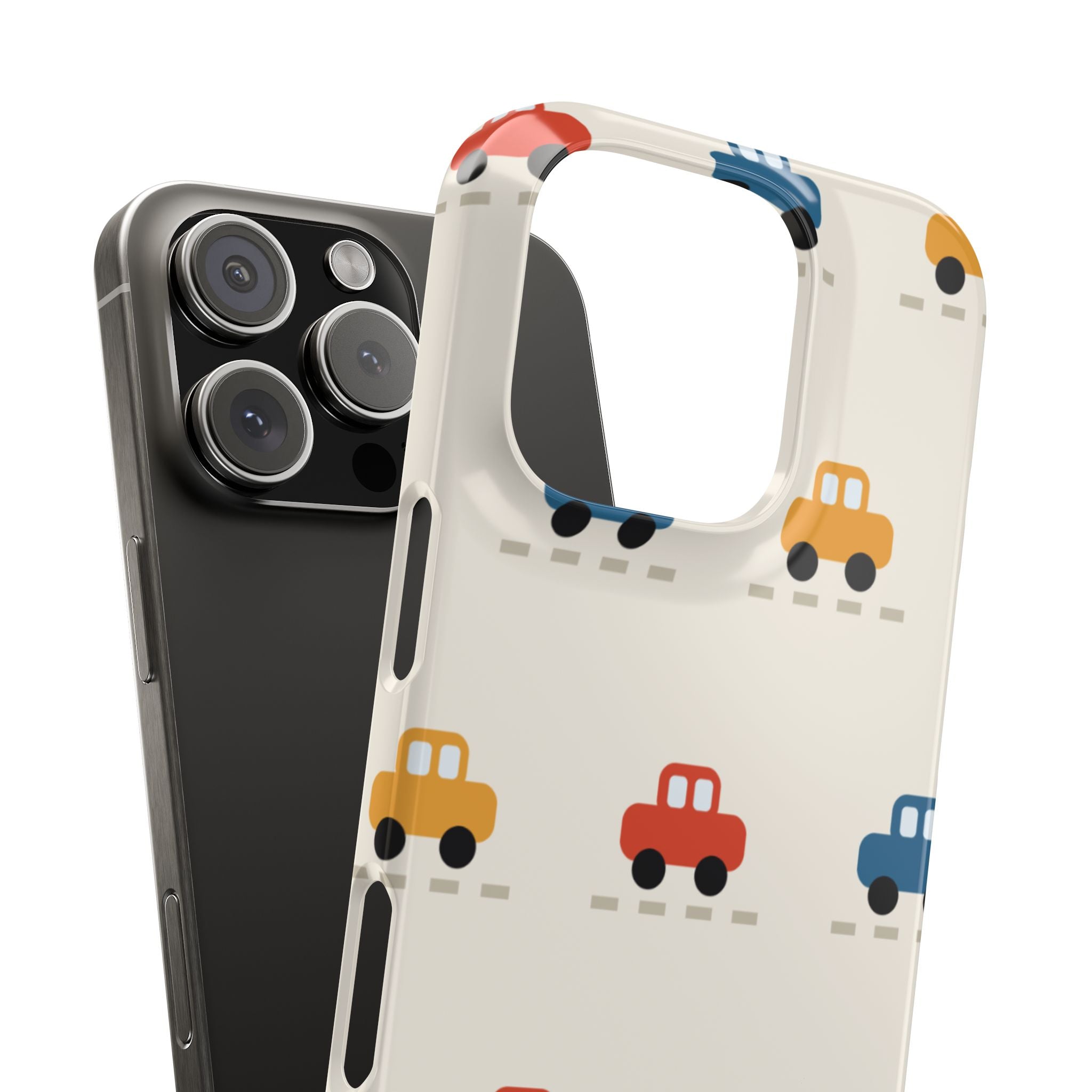 Cute Retro Toy Car Phone Case — Colorful Kids Pattern Snap Case