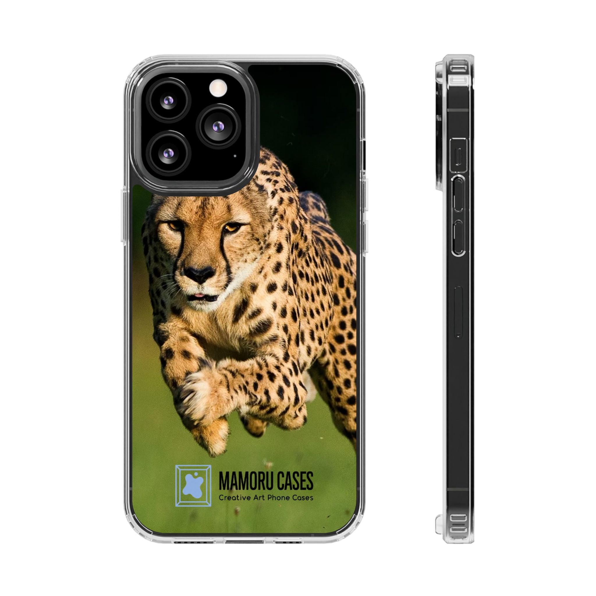 Clear Magnetic Phone Case — Running Cheetah Art Design