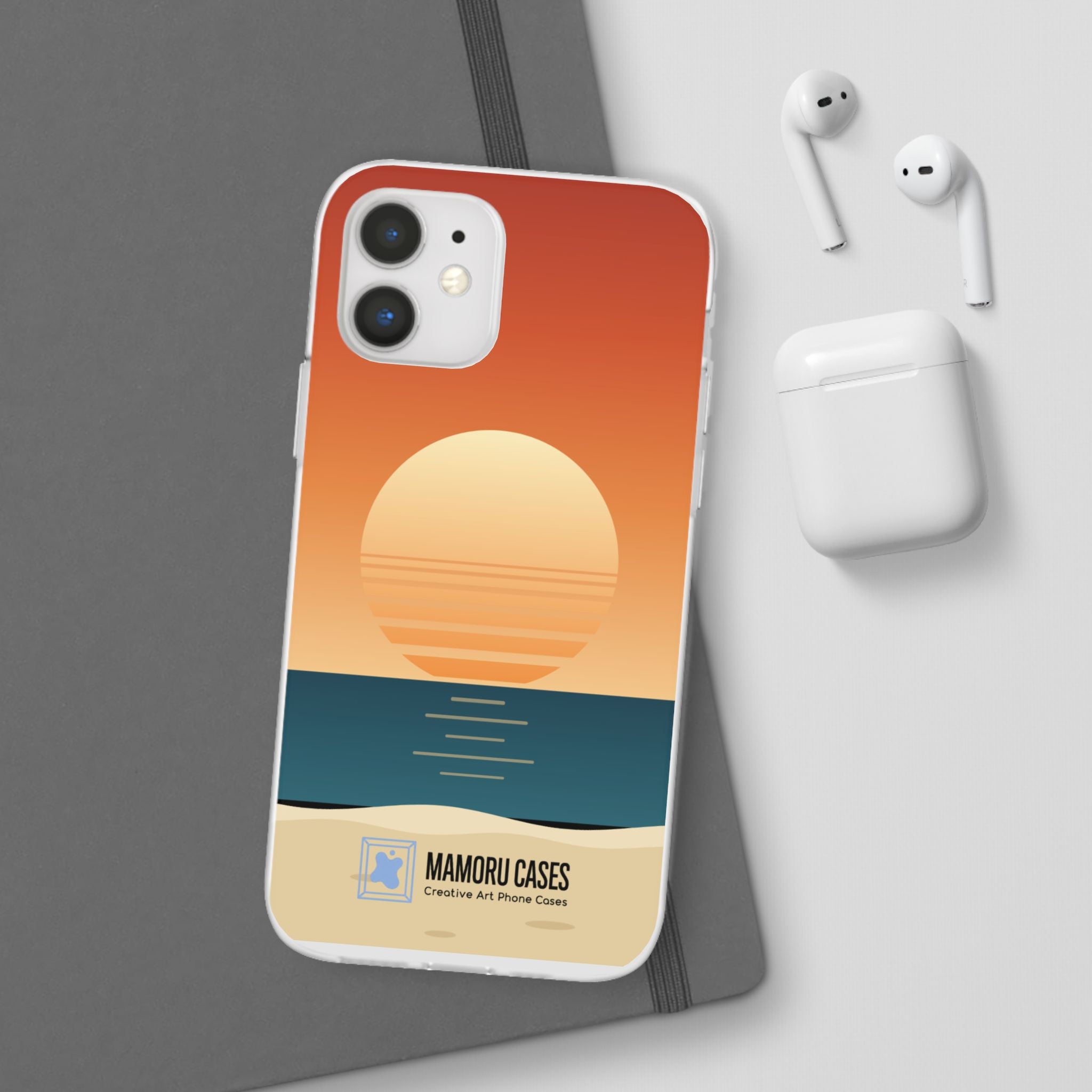 Sunset Horizon Phone Case — Minimal Beach Sunset Graphic for iPhone & Samsung