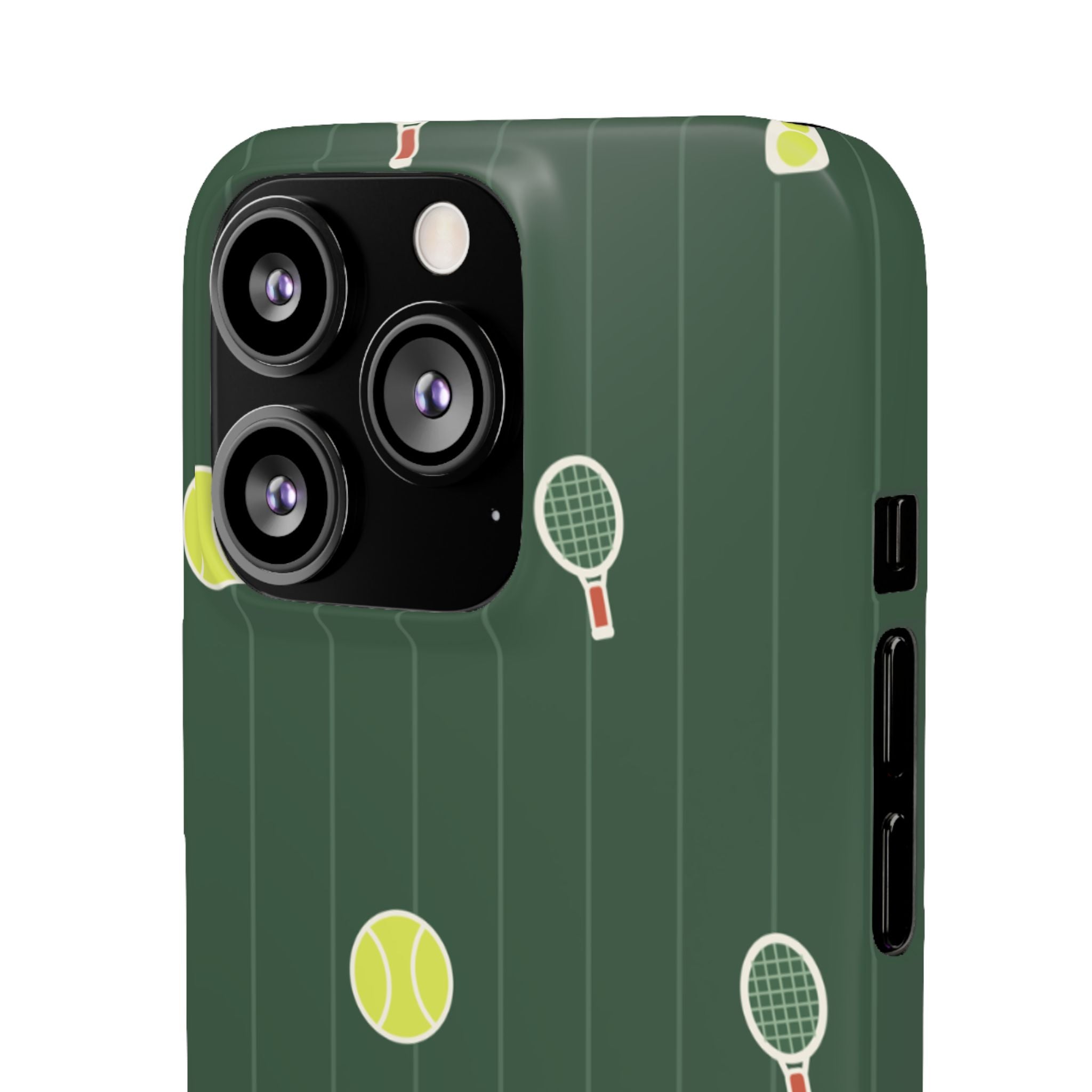 Tennis Pattern Phone Case — Green Court Design with Rackets & Balls