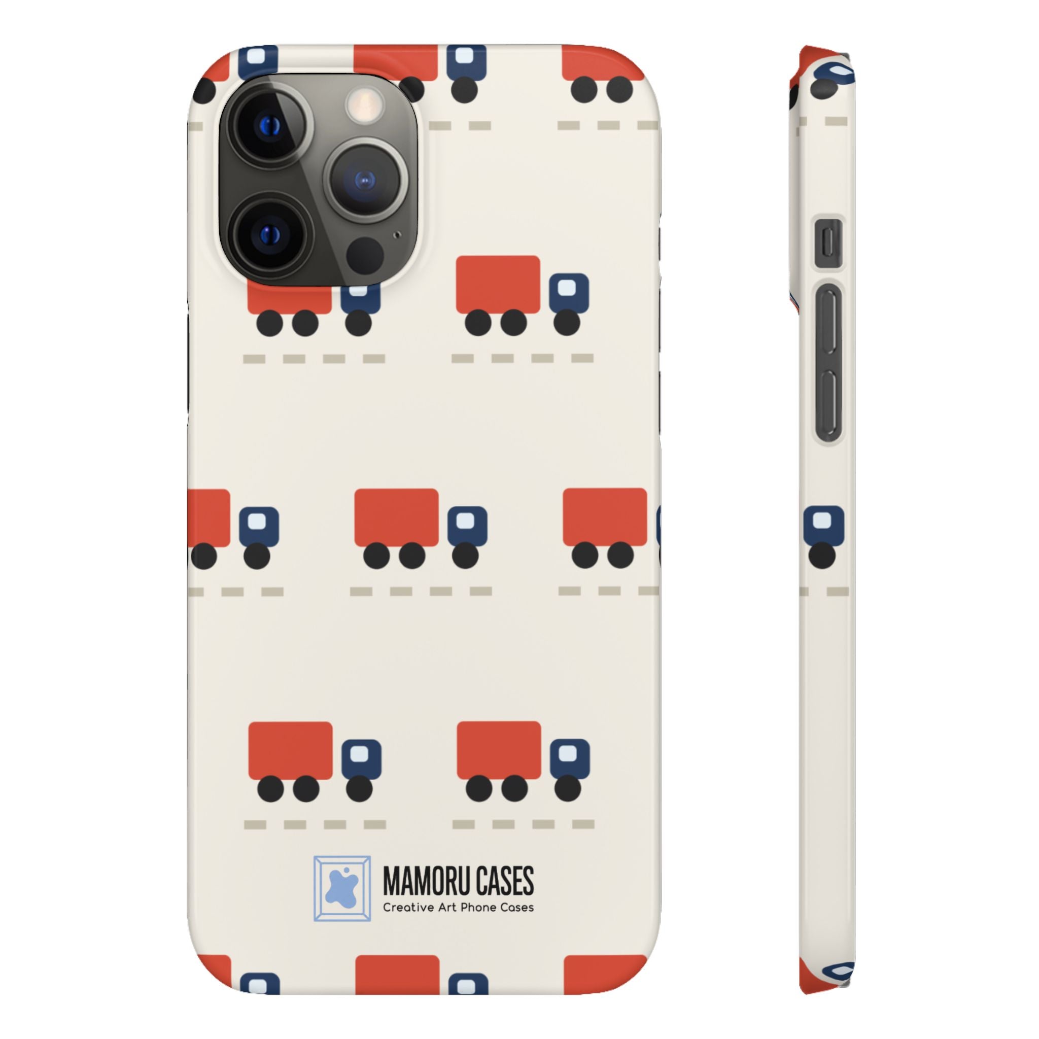 Truck Pattern Phone Case — Cute Red & Blue Delivery Truck iPhone Cover