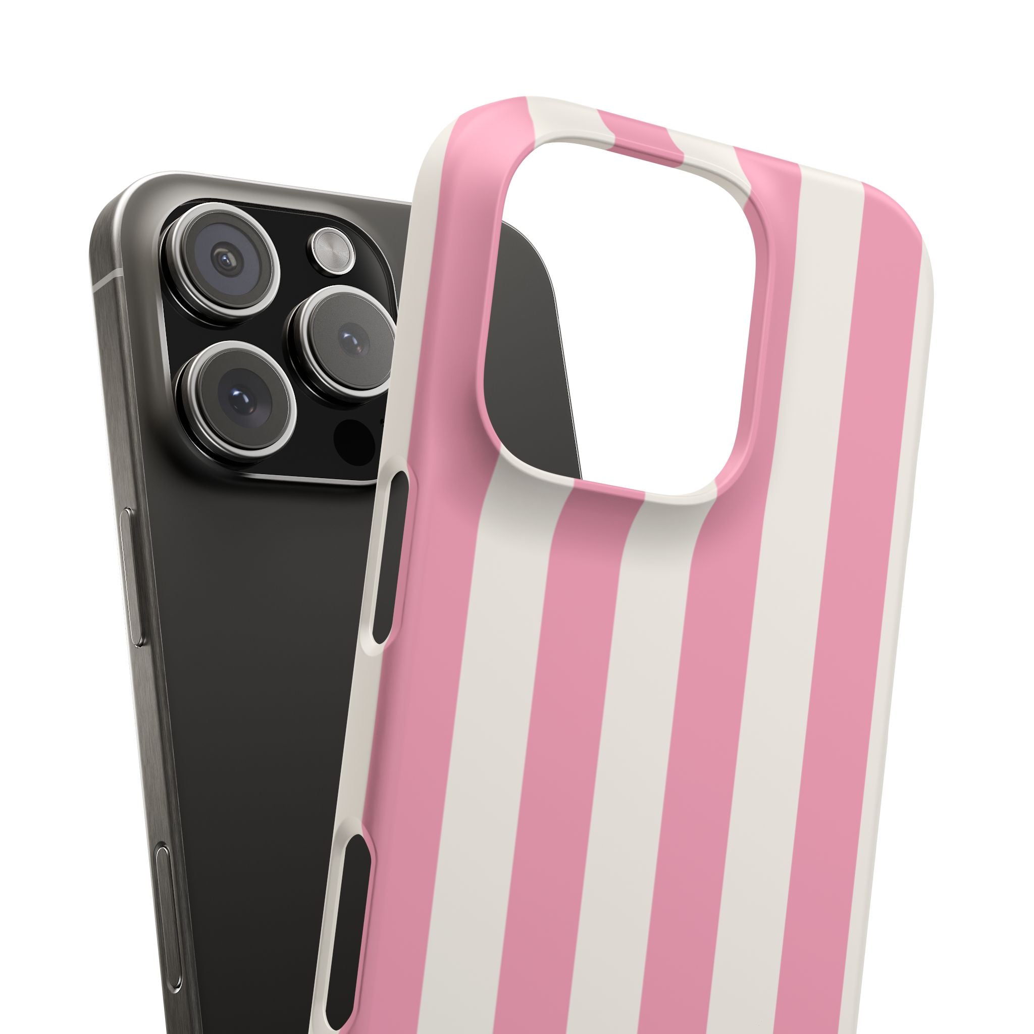 Pink & White Stripe Snap Phone Case — Cute Striped iPhone Cover