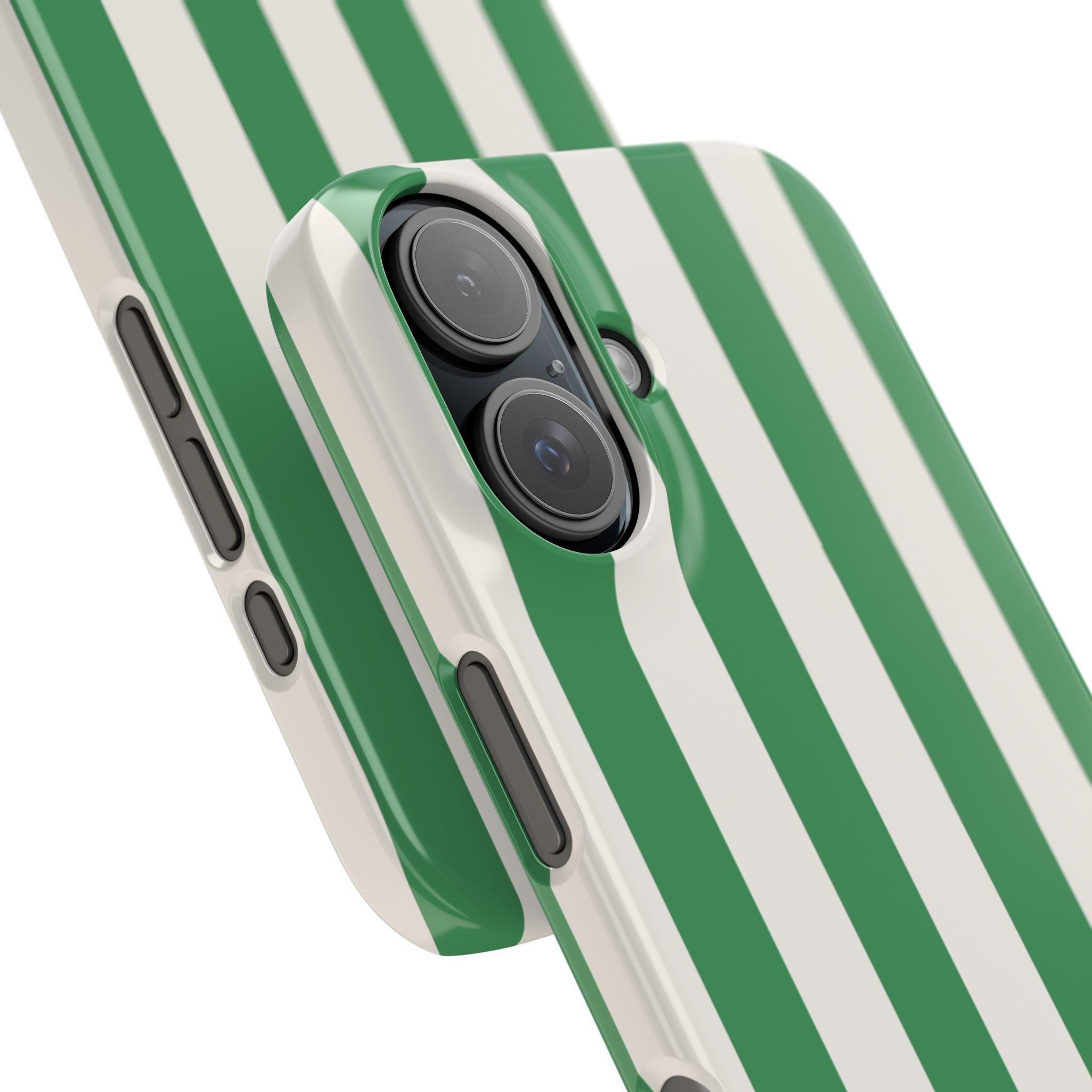 Green & White Stripe Phone Case — Snap-On Protective Cover