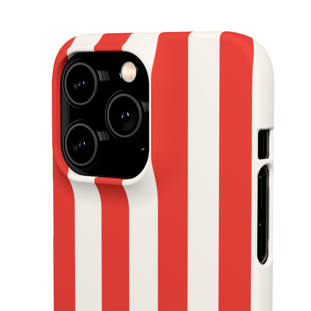 Red & White Striped Phone Case — Bold Nautical-Inspired Snap Cover
